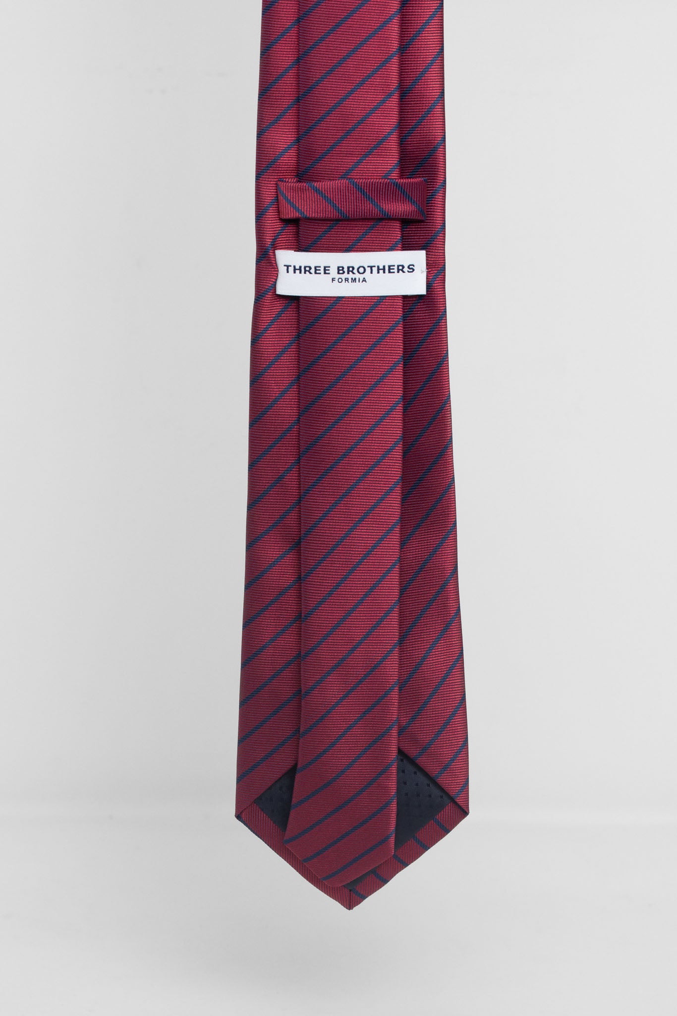 Cravatta Tre Pieghe Regimental Stretta Fondo Bordeaux Riga Blu | 2 Per €20