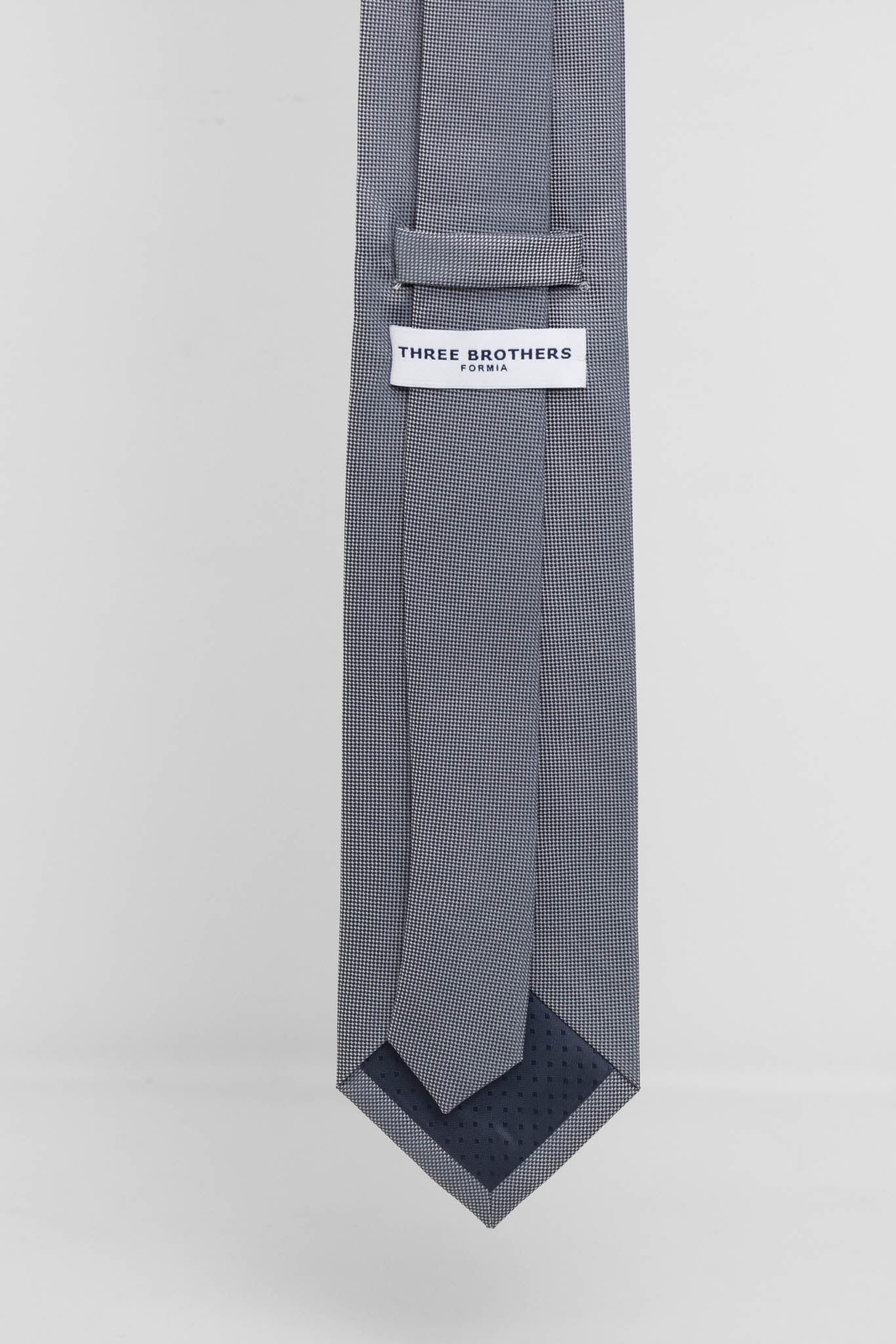 Cravatta Tre Pieghe Tinta Unita Micro Diamantino Blu e Bianco | 2 Per €20