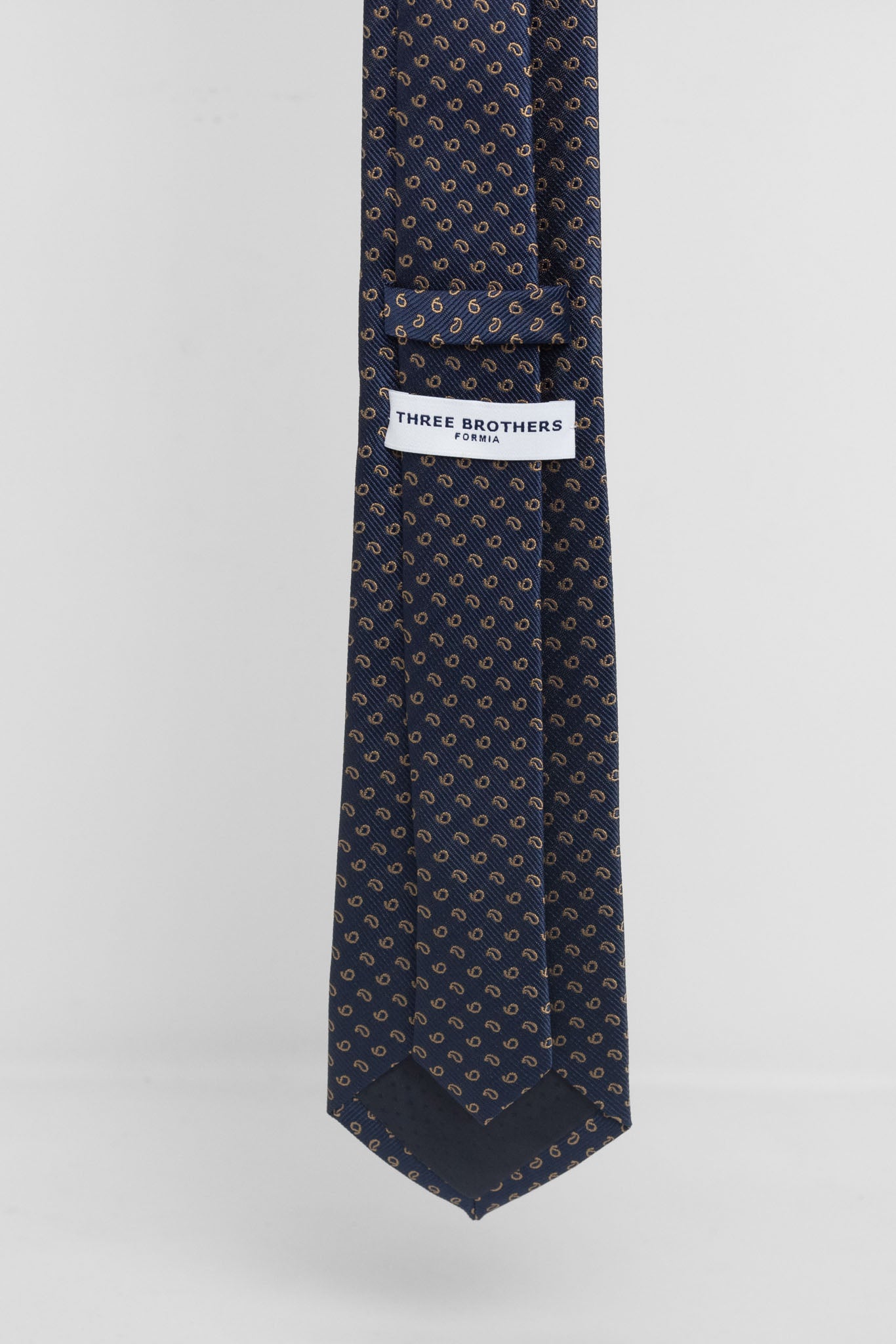 Cravatta Tre Pieghe Fantasia Cashmere Fondo Blu e Marrone | 2 Per €20