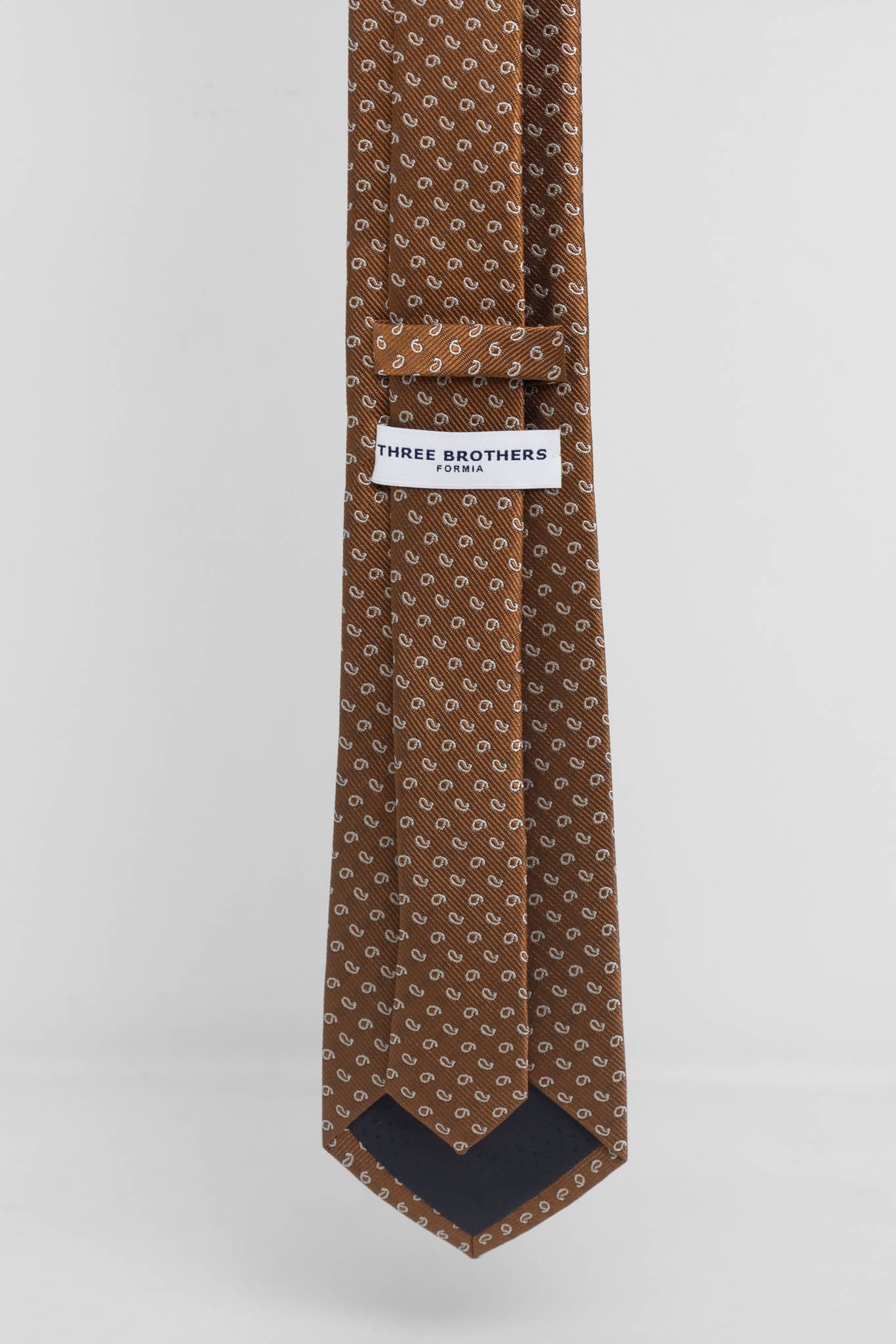 Cravatta Tre Pieghe Fantasia Cashmere Fondo Ruggine e Bianco | 2 Per €20