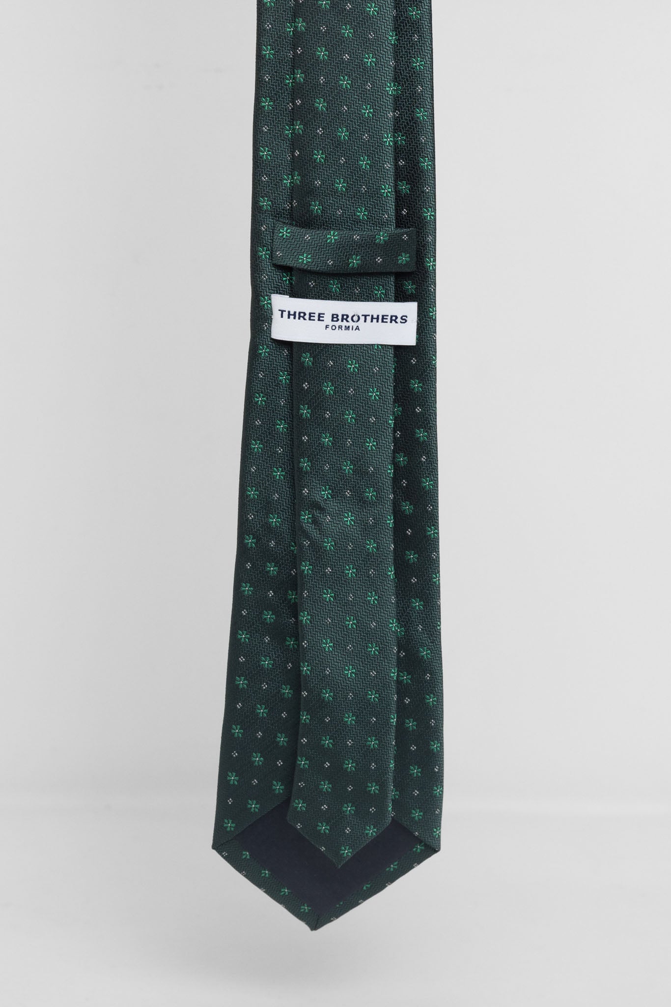 Cravatta Tre Pieghe Fantasia Fiorellini e Pois Fondo Verde e Bianco | 2 Per €20