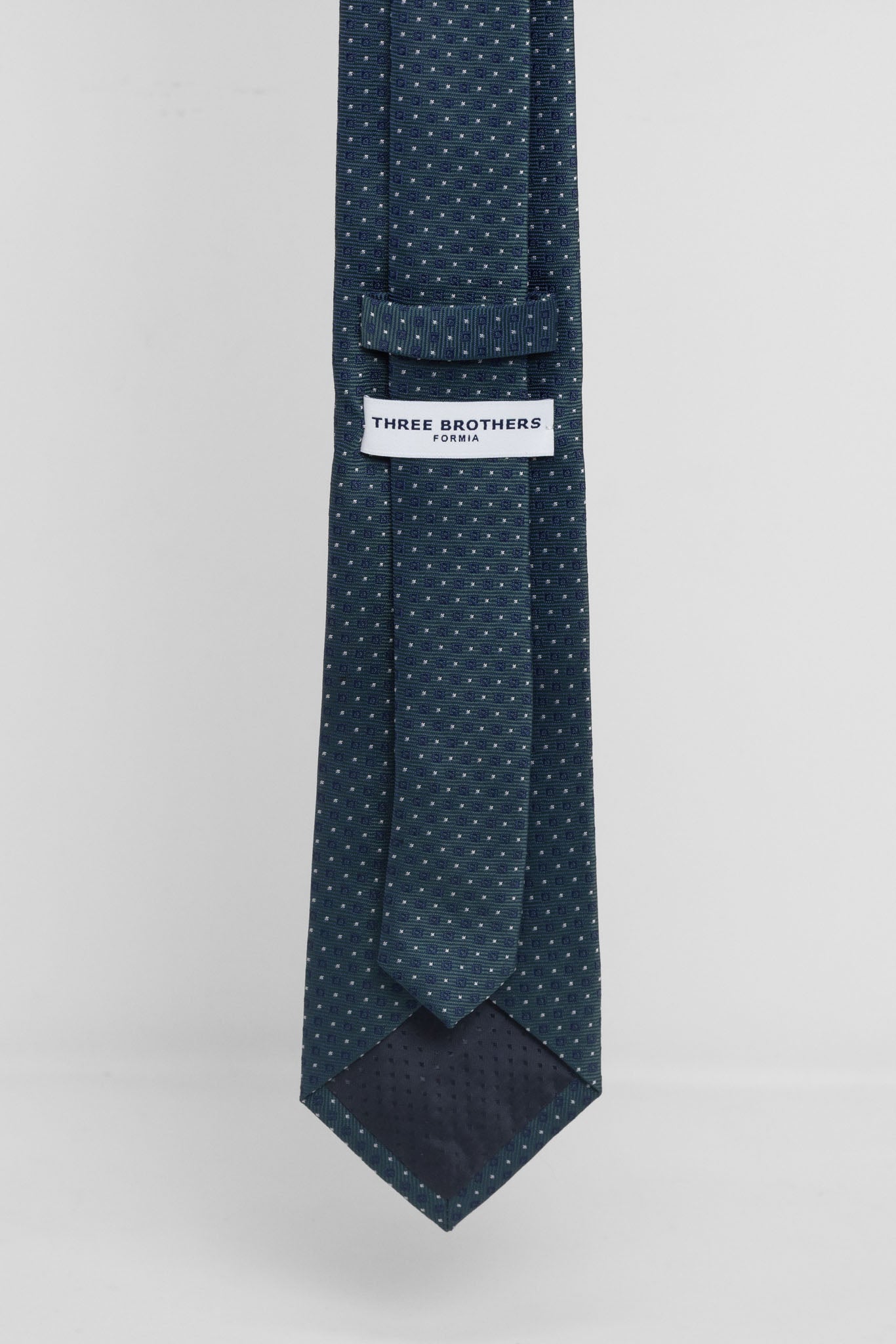 Cravatta Tre Pieghe Fondo Verde Quadratini Blu | 2 Per €20