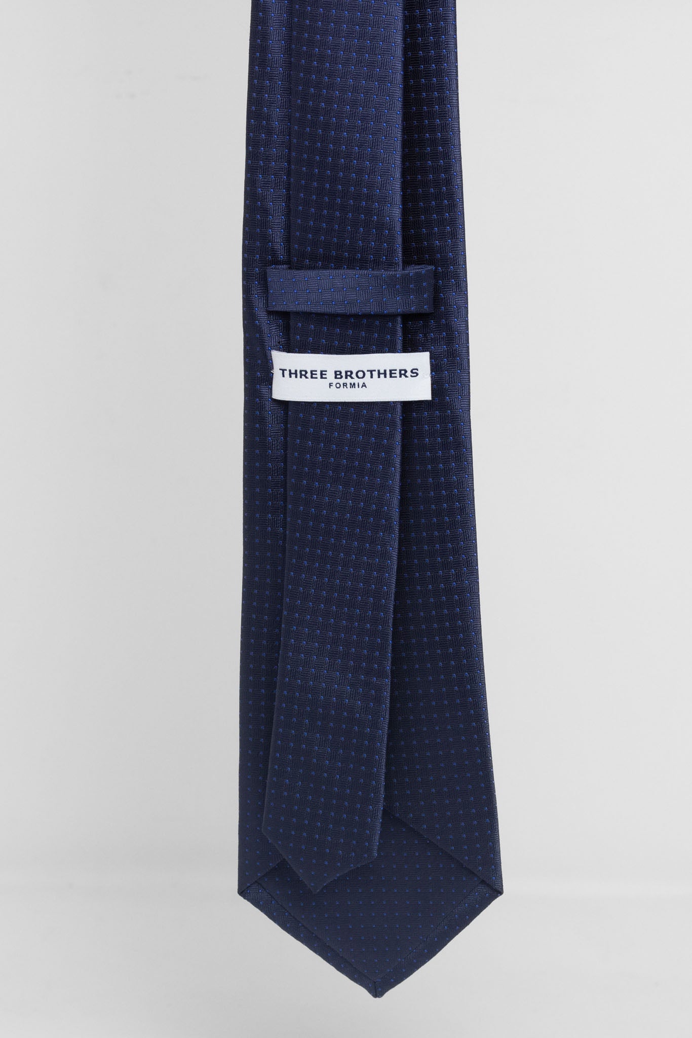 Cravatta Tre Pieghe Trama Puntini Fondo Blu e Azzurro | 2 Per €20