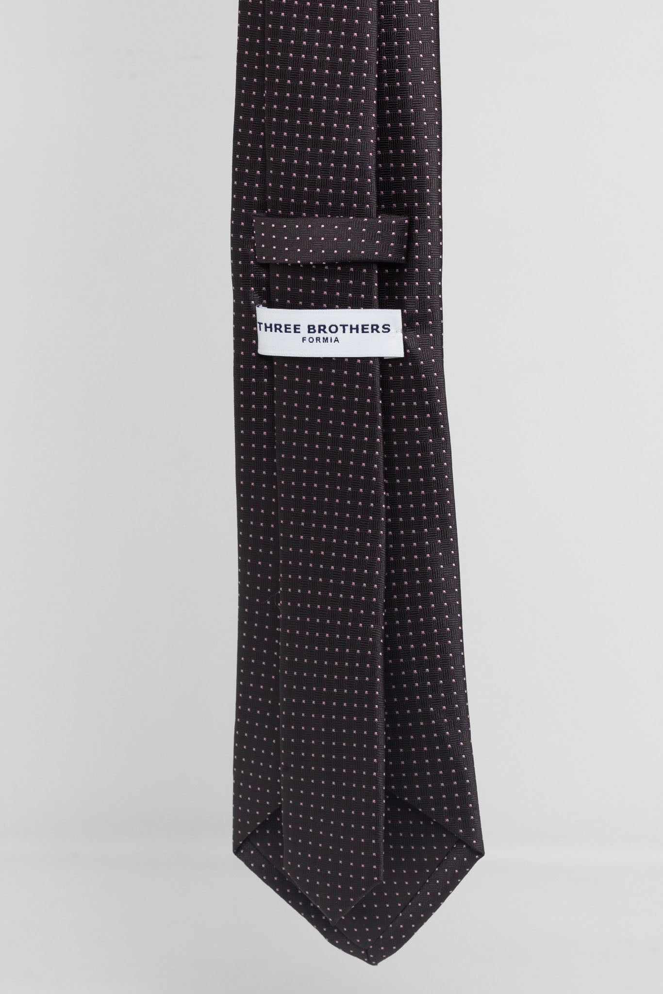 Cravatta Tre Pieghe Trama Puntini Fondo Marrone e Lilla | 2 Per €20