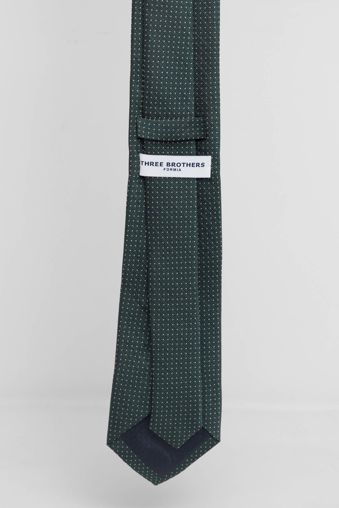 Cravatta Tre Pieghe Trama Puntini Fondo Verde e Bianco | 2 Per €20