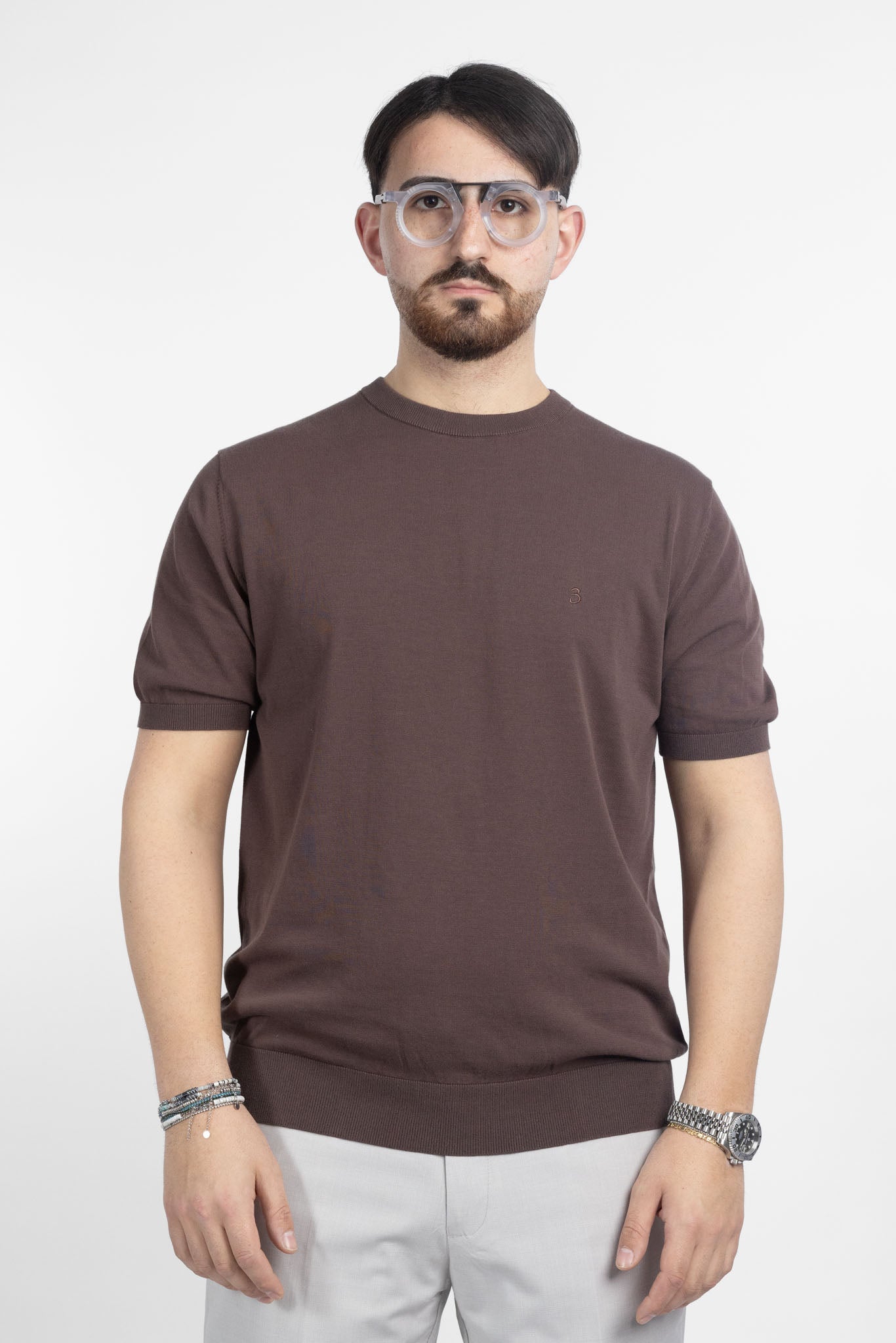 T-Shirt in Cotone Crepe Finezza 16 | 2 per €60 | Marrone