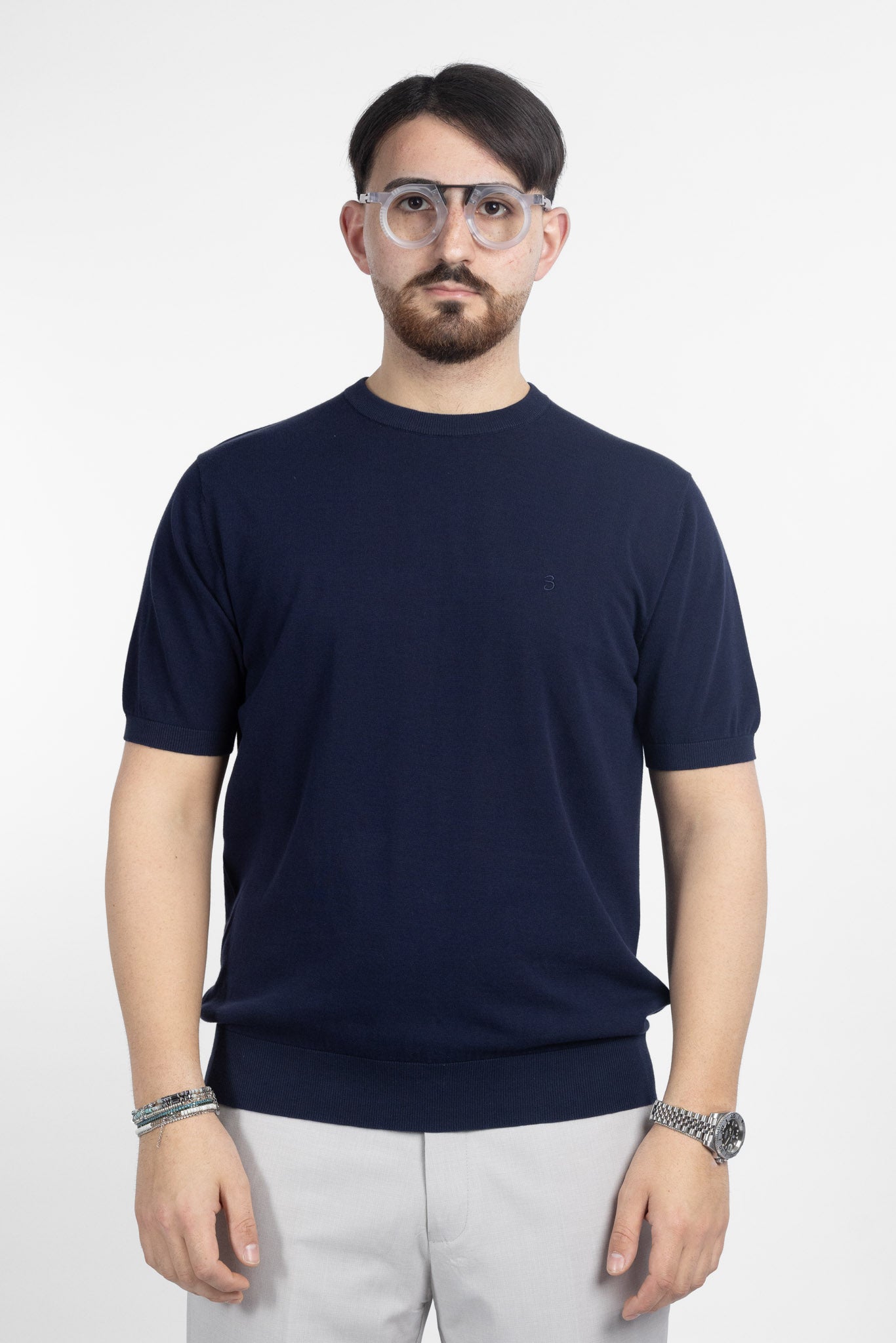 T-Shirt in Cotone Crepe Finezza 16 | 2 per €60 | Blu