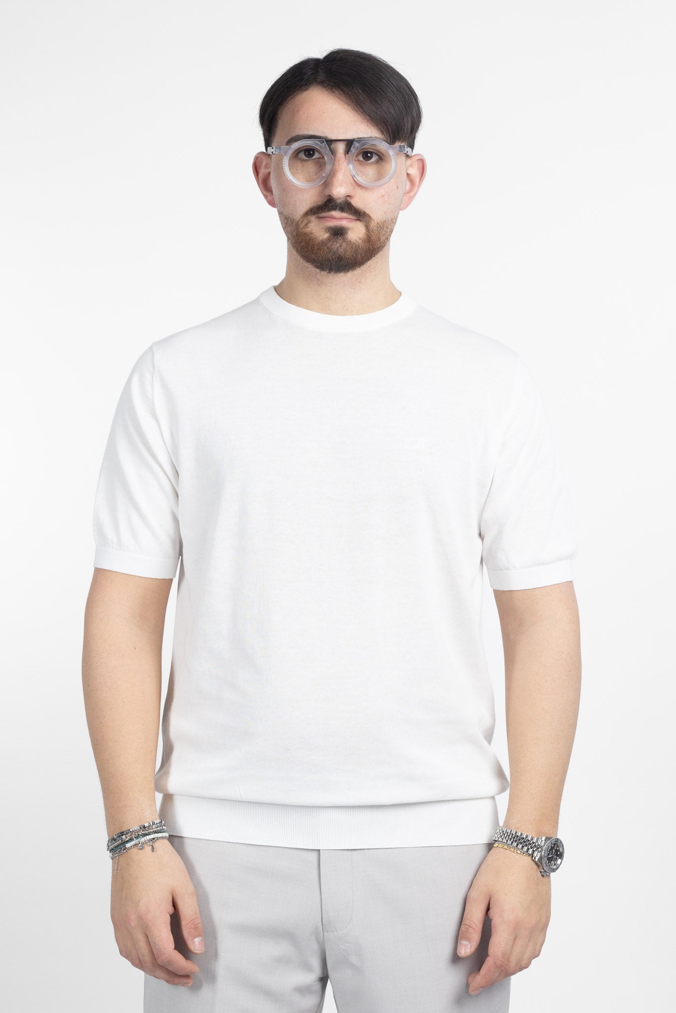 T-Shirt in Cotone Crepe Finezza 16 | 2 per €60 | Bianca