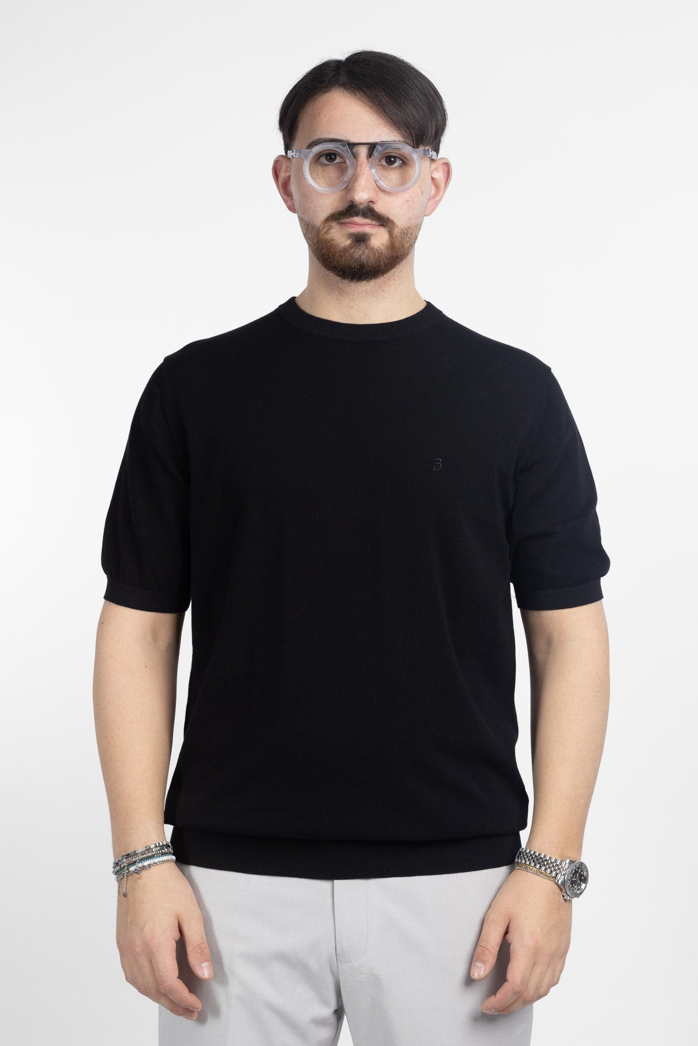 T-Shirt in Cotone Crepe Finezza 16 | 2 per €60 | Nera