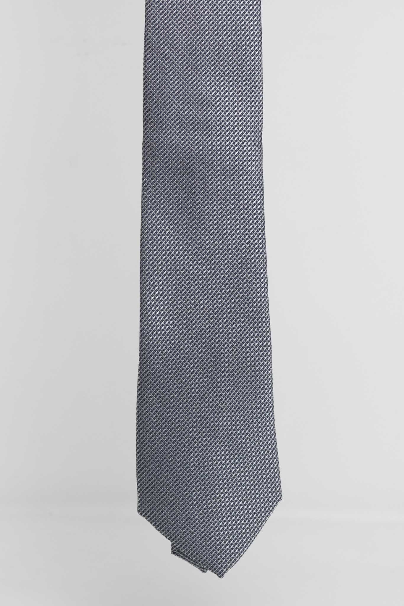 Cravatta Tre Pieghe Trama Geometrica Grigio Chiaro | 2 Per €20