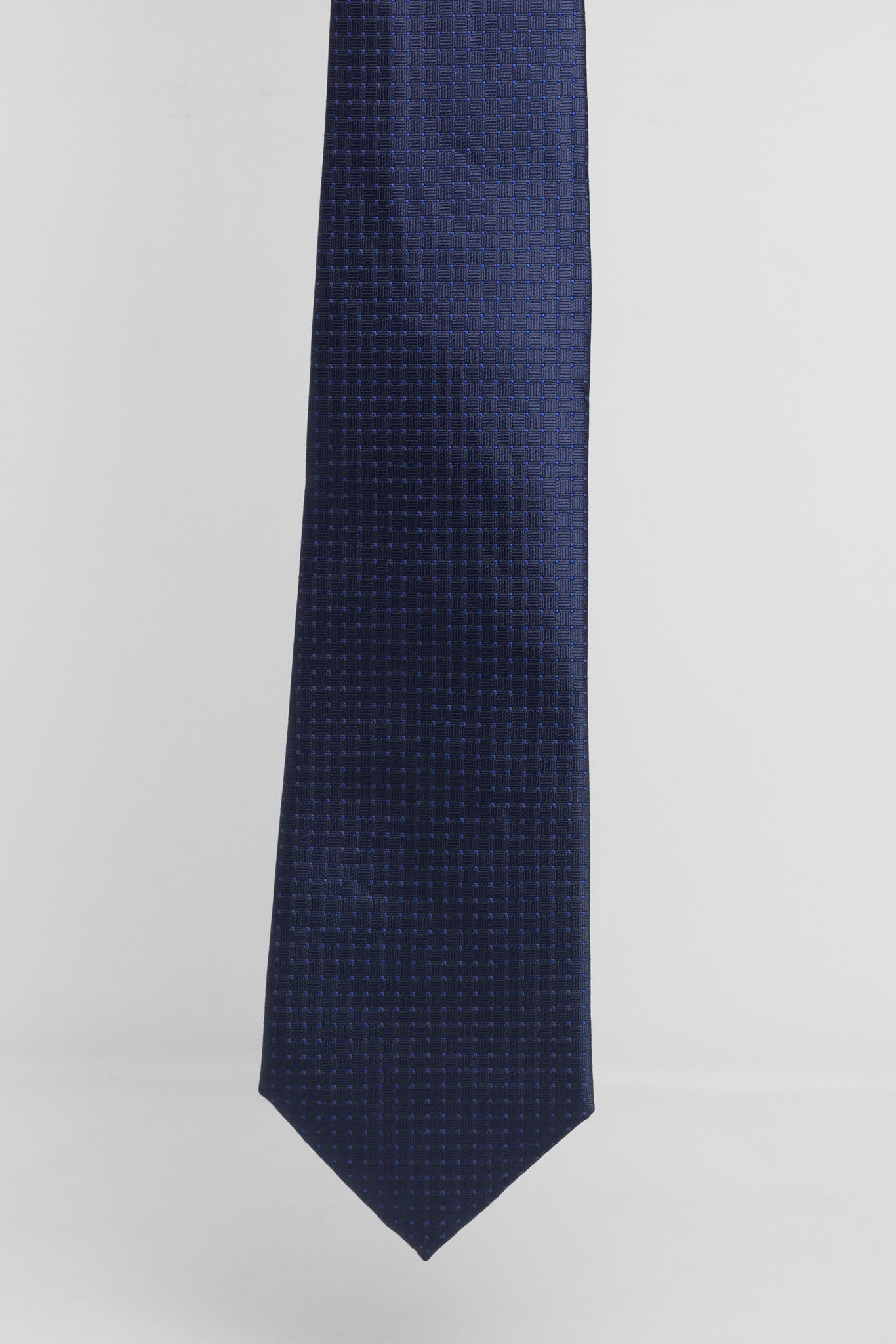 Cravatta Tre Pieghe Trama Puntini Fondo Blu e Azzurro | 2 Per €20