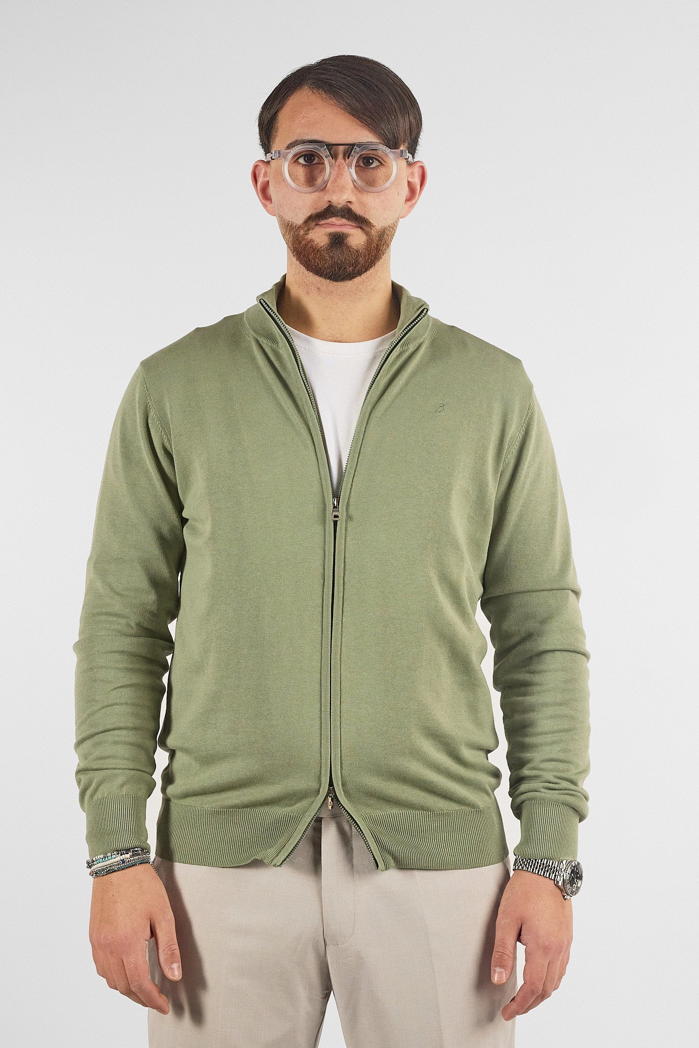 Pullover Zip Intera Basic Cotone 105 | 2 per €50 | Verde 12