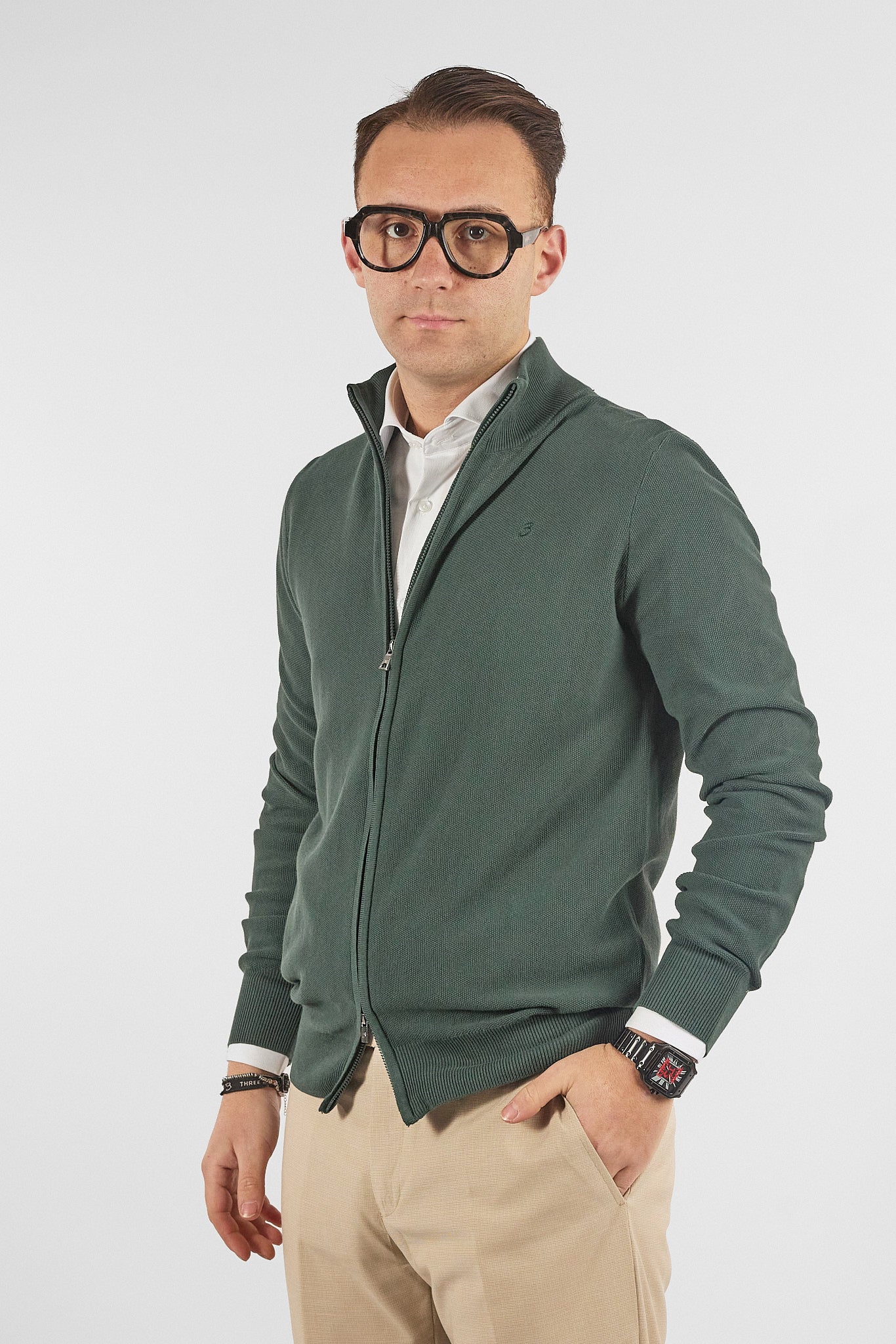 Pullover Zip Intera Chicco Cotone 1525 | 2 per €50 | Verde 31