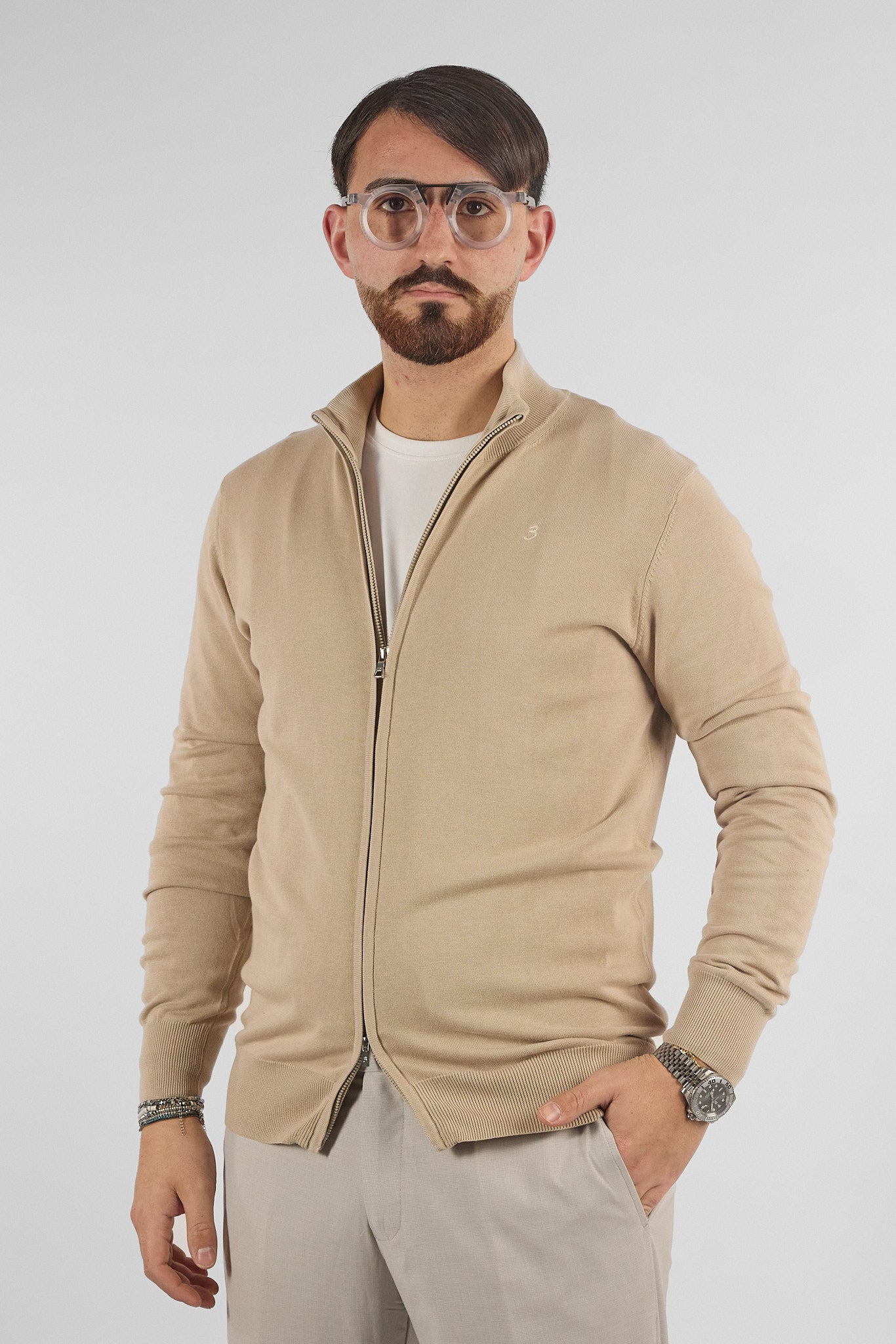 Pullover Zip Intera Basic Cotone 105 | 2 per €50 | Beige 45