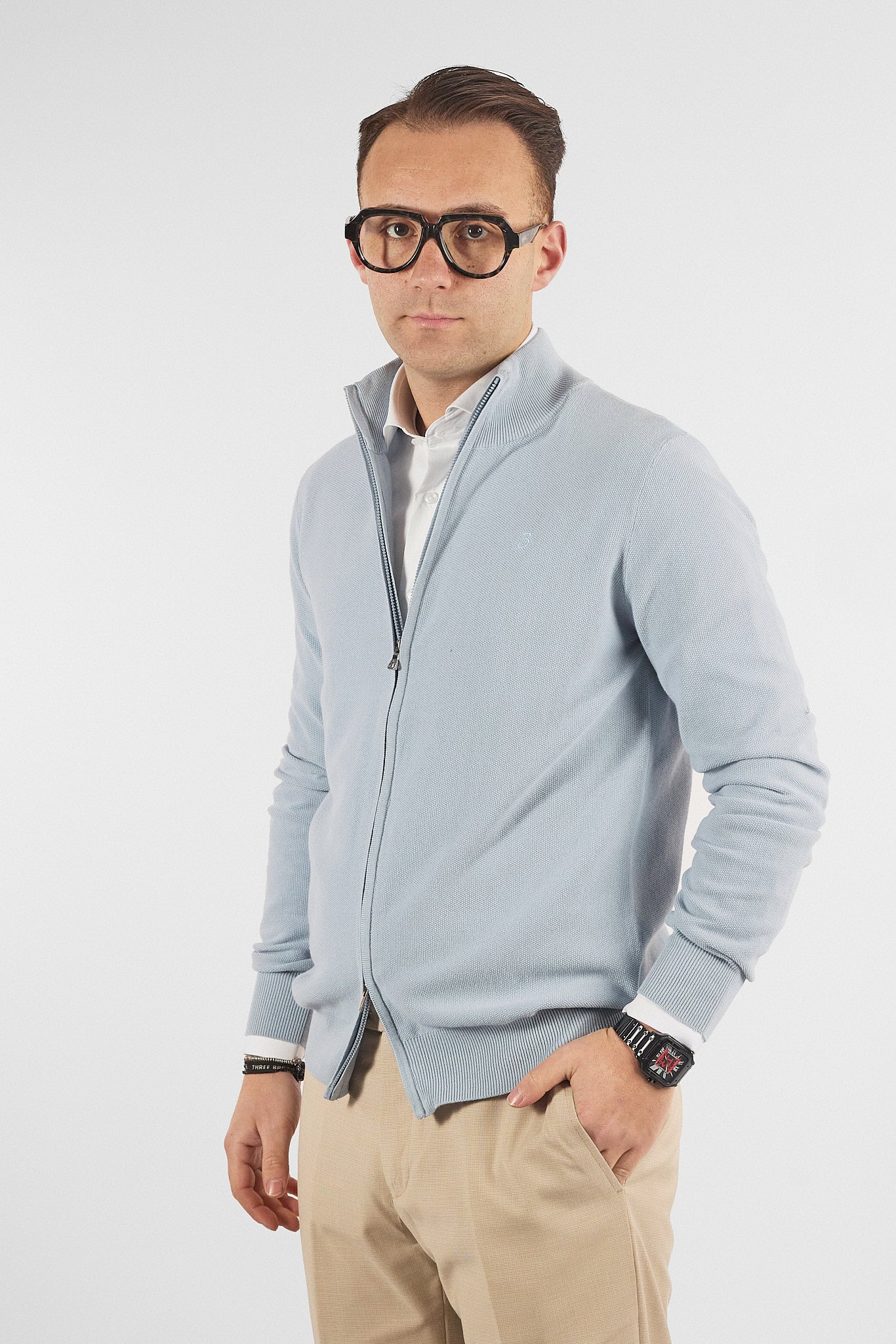 Pullover Zip Intera Chicco Cotone 1525 | 2 per €50 | Celeste 16