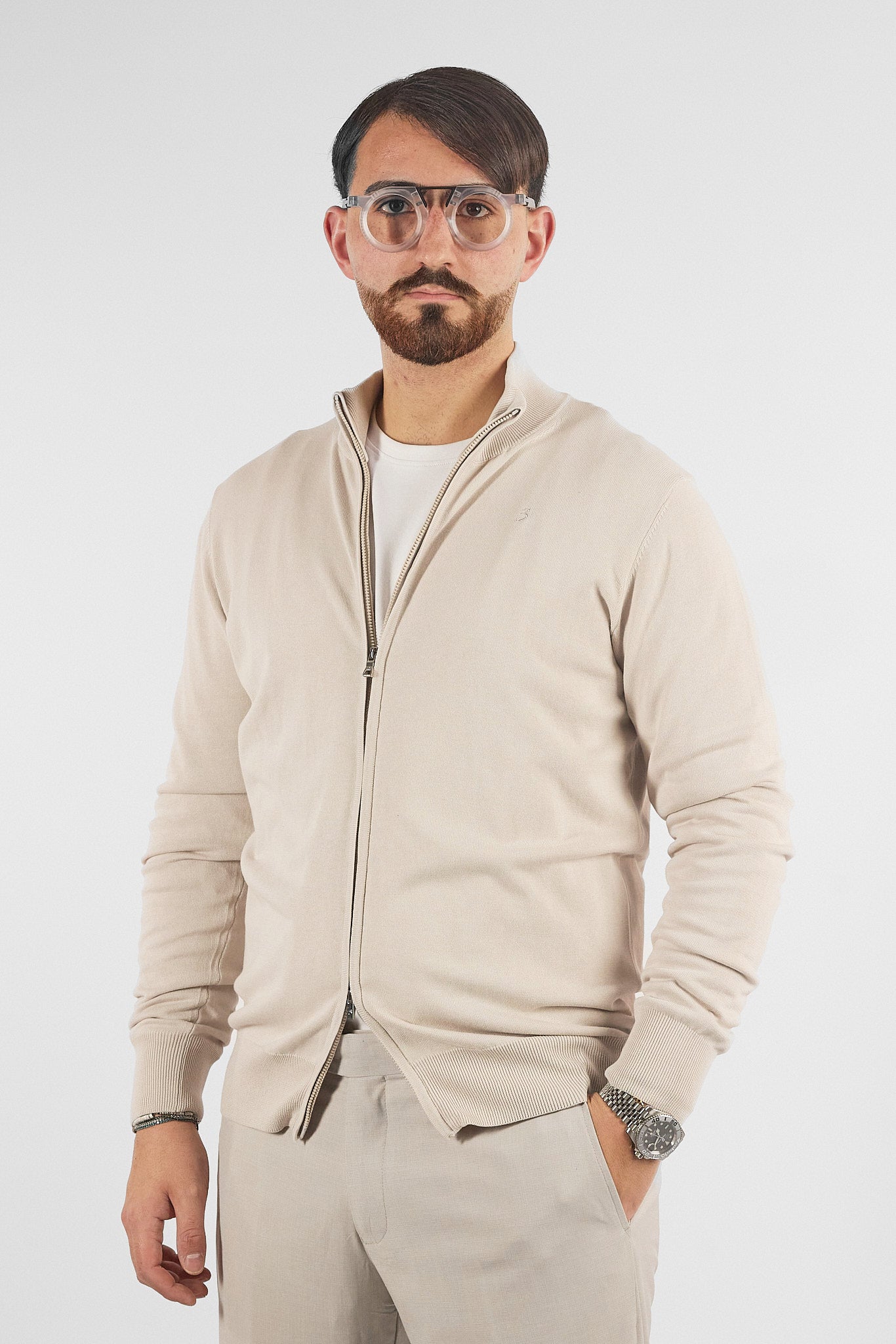 Pullover Zip Intera Basic Cotone 105 | 2 per €50 | Panna 27
