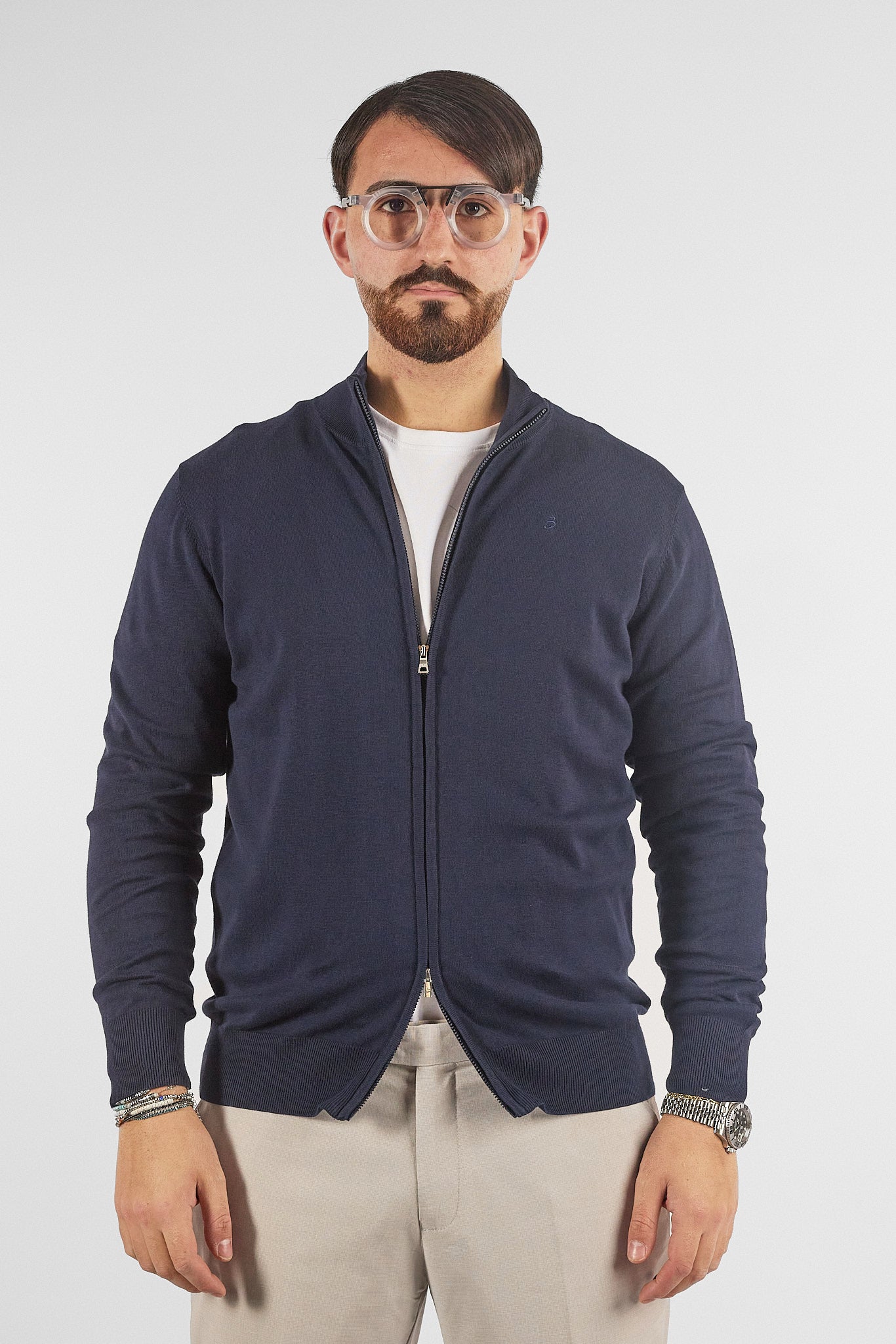 Pullover Zip Intera Basic Cotone 105 | 2 per €50 | Blu 20