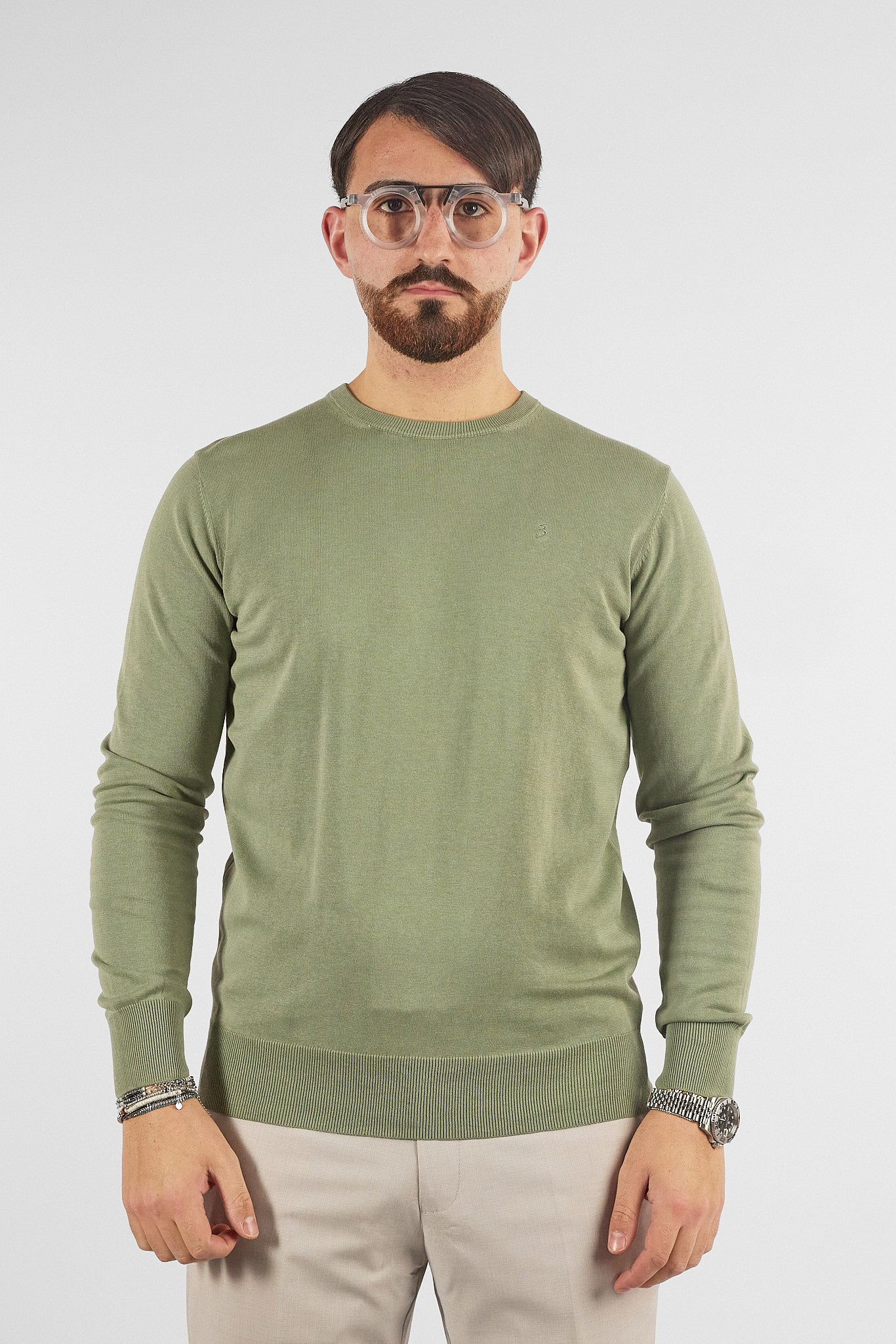 Pullover Girocollo Basic Cotone 110 | 2 per €50 | Verde Mela 12