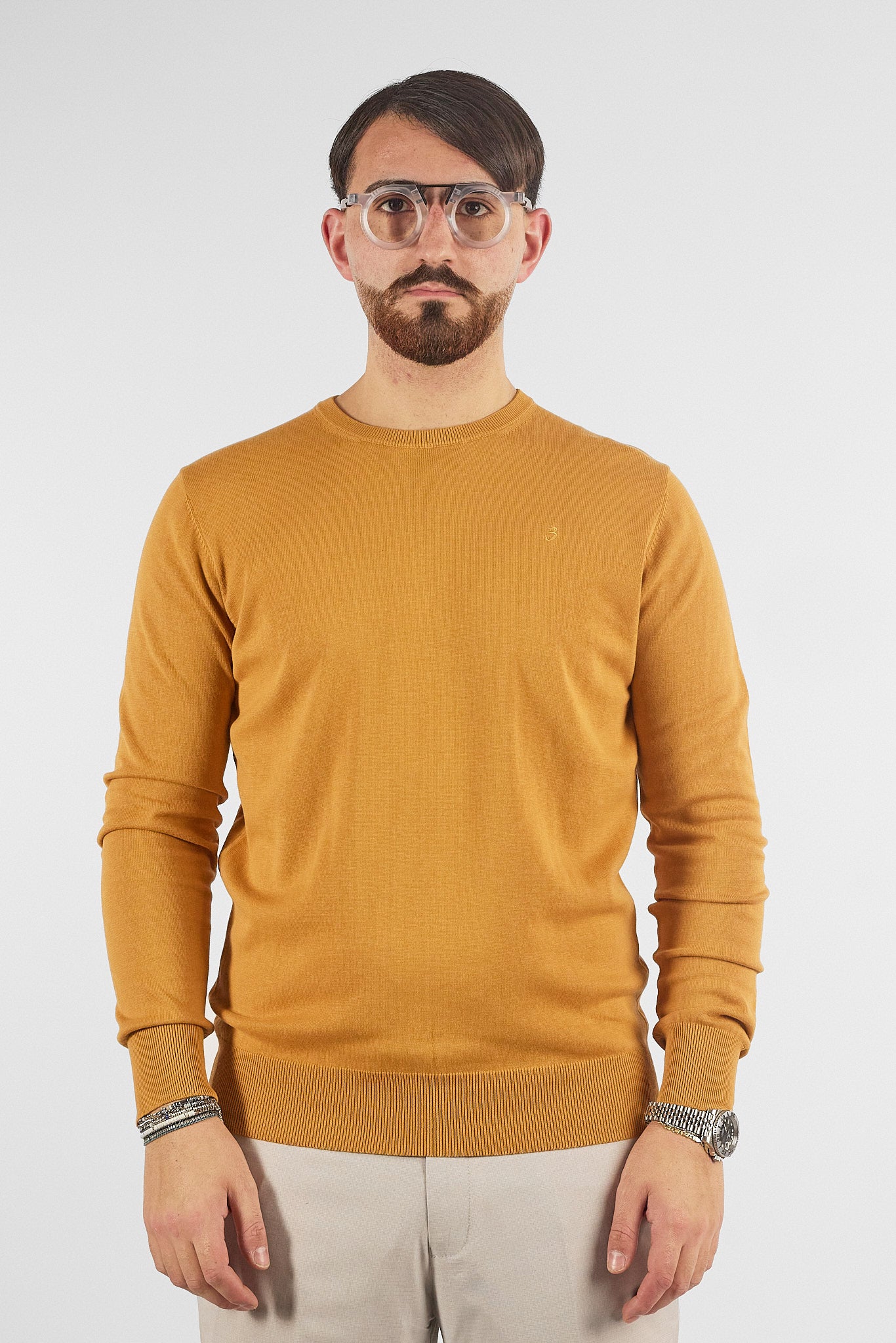 Pullover Girocollo Basic Cotone 110 | 2 per €50 | Senape 30