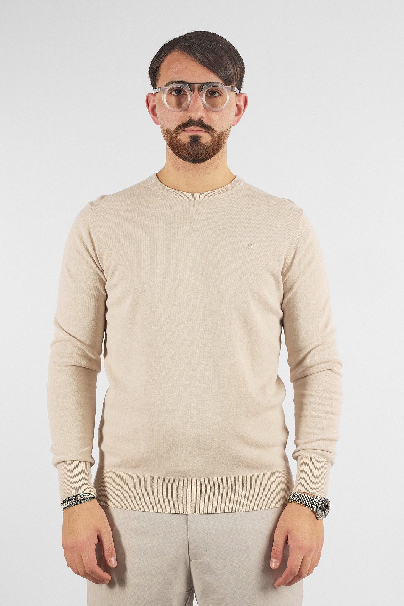 Basic Crew Neck Sweater in 110% Cotton | 2 for €50 | Cream 27