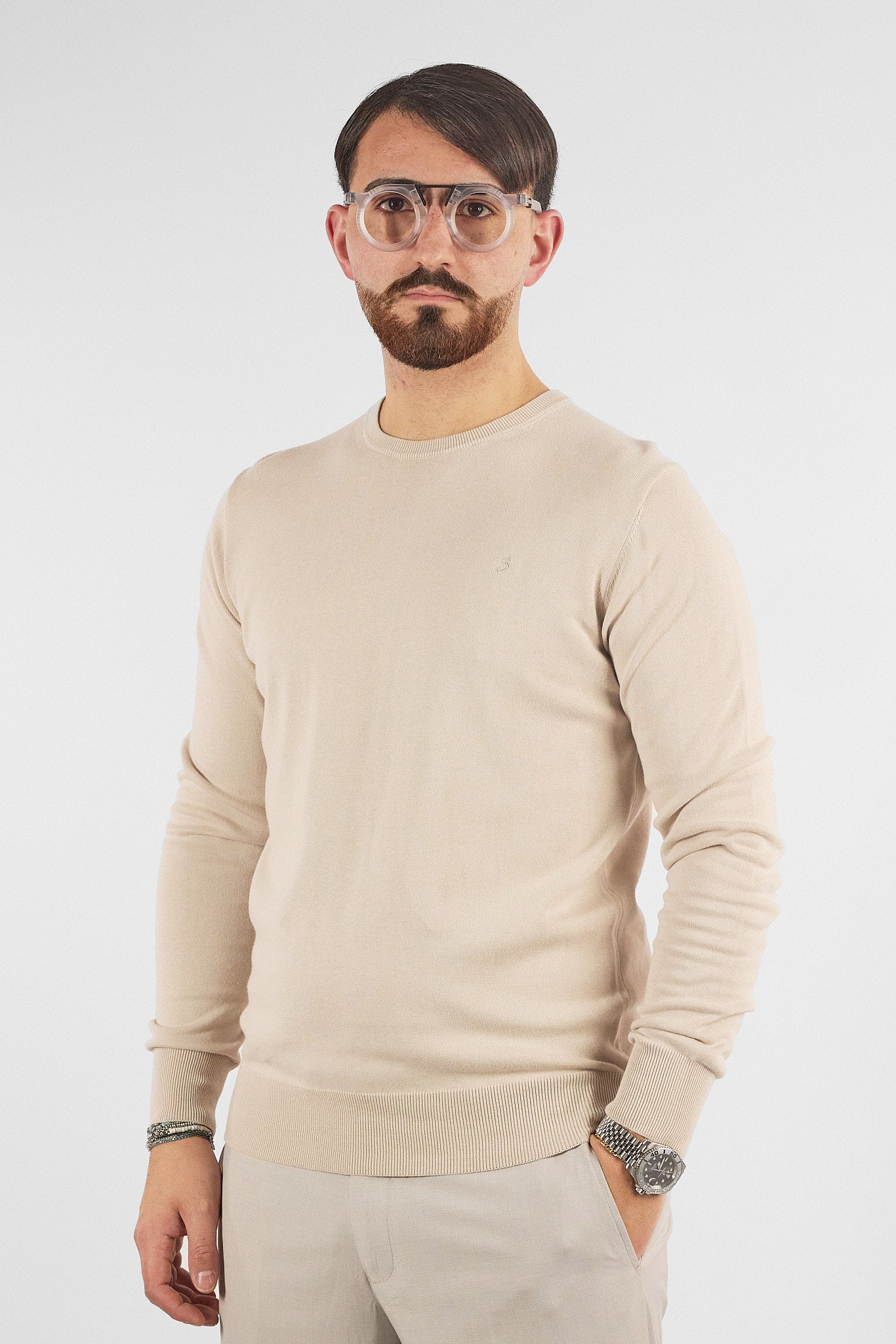 Basic Crew Neck Sweater in 110% Cotton | 2 for €50 | Cream 27