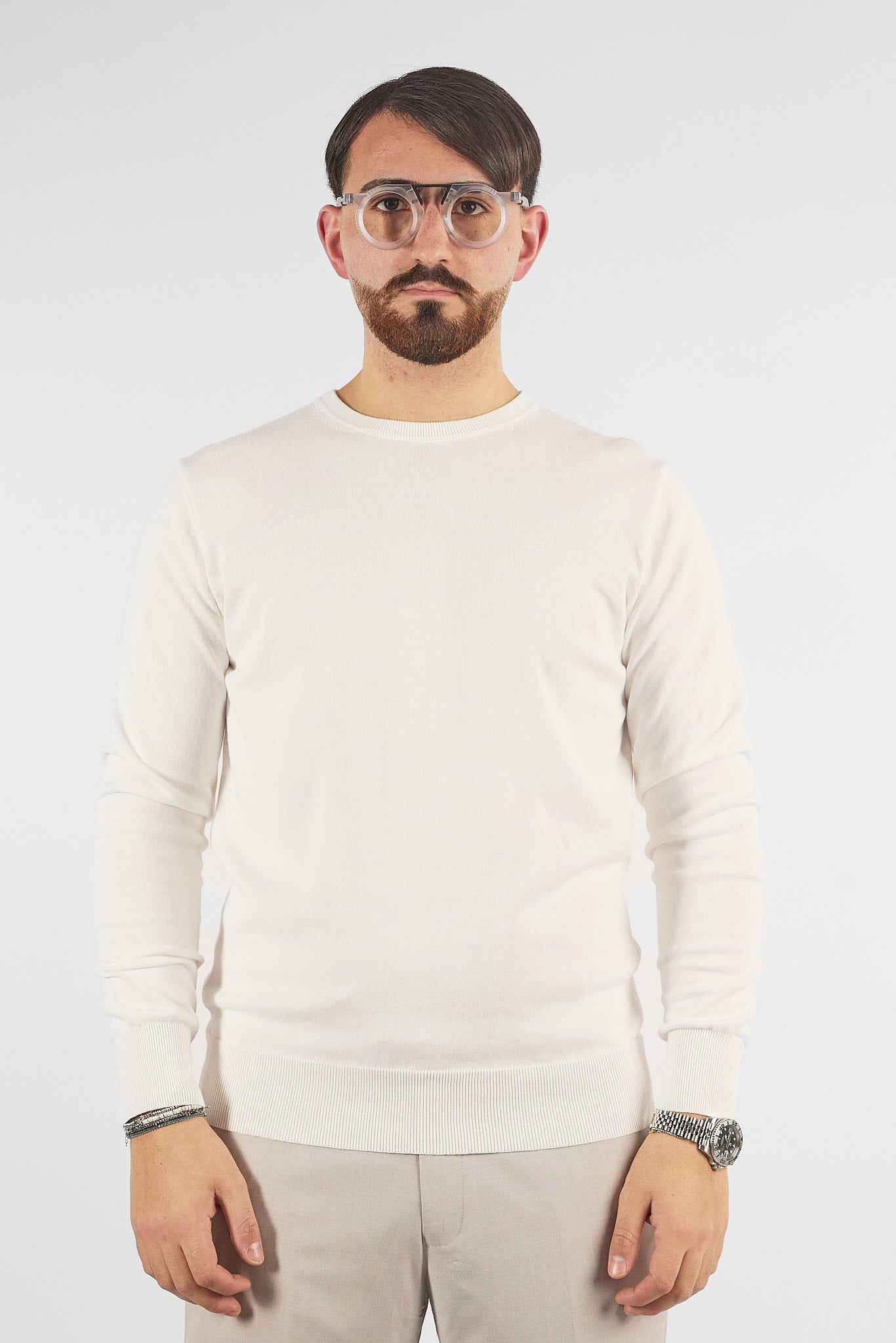 Basic Crew Neck Sweater in 110% Cotton | 2 for €50 | White 15
