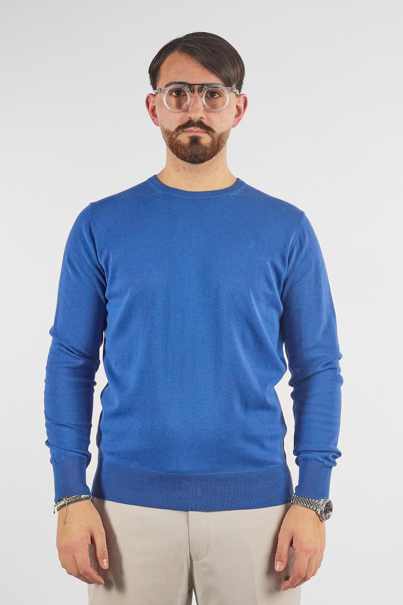 Basic Crew Neck Sweater in 110% Cotton | 2 for €50 | Light Blue 40