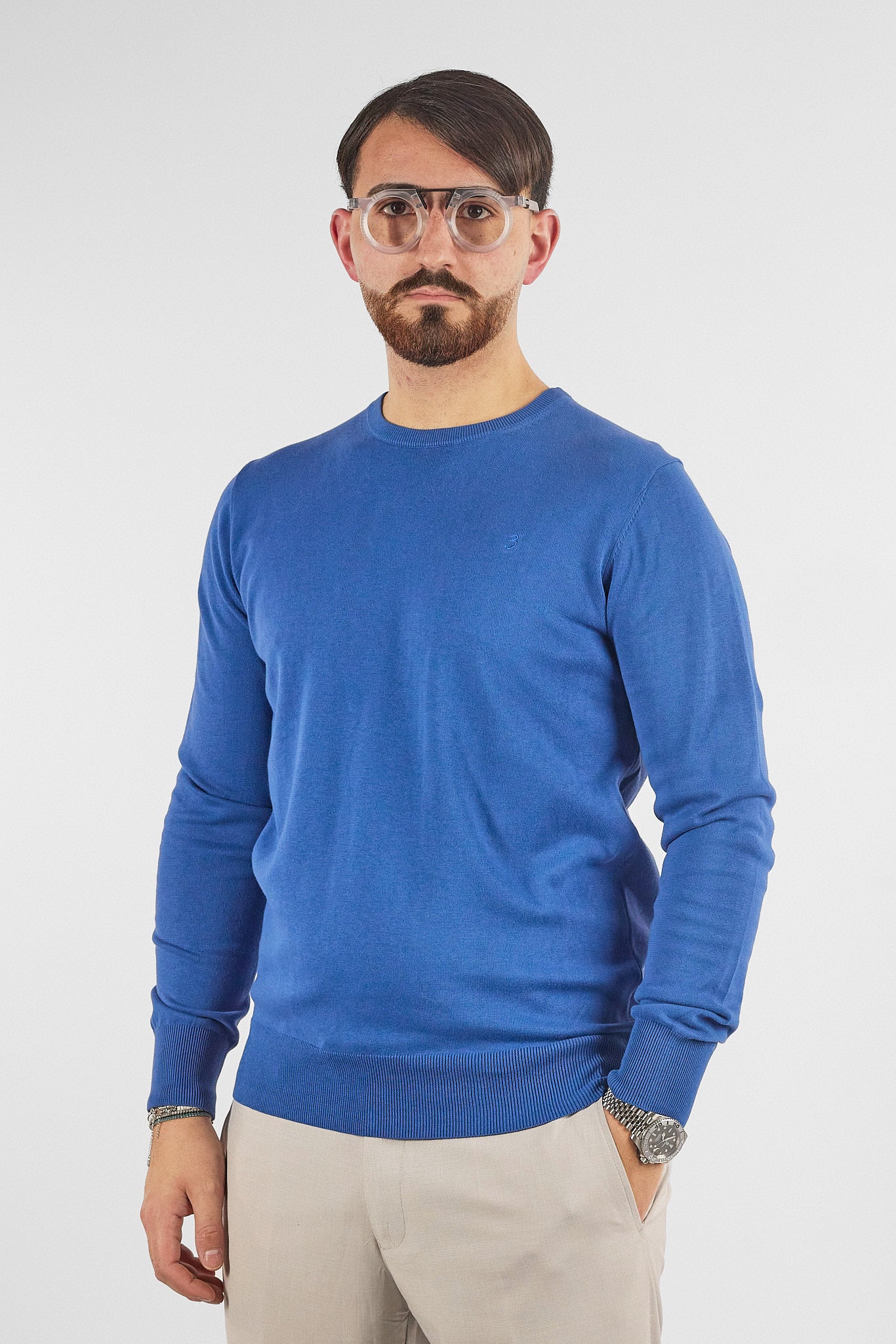 Basic Crew Neck Sweater in 110% Cotton | 2 for €50 | Light Blue 40