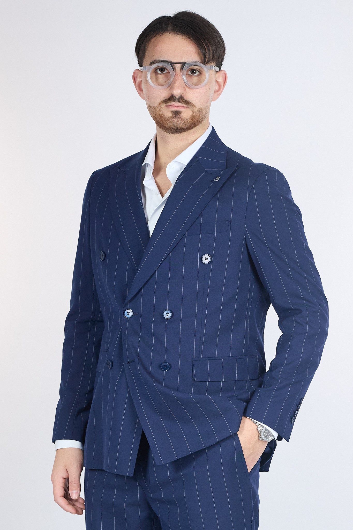 Abito Doppio Petto Gessato | Blu