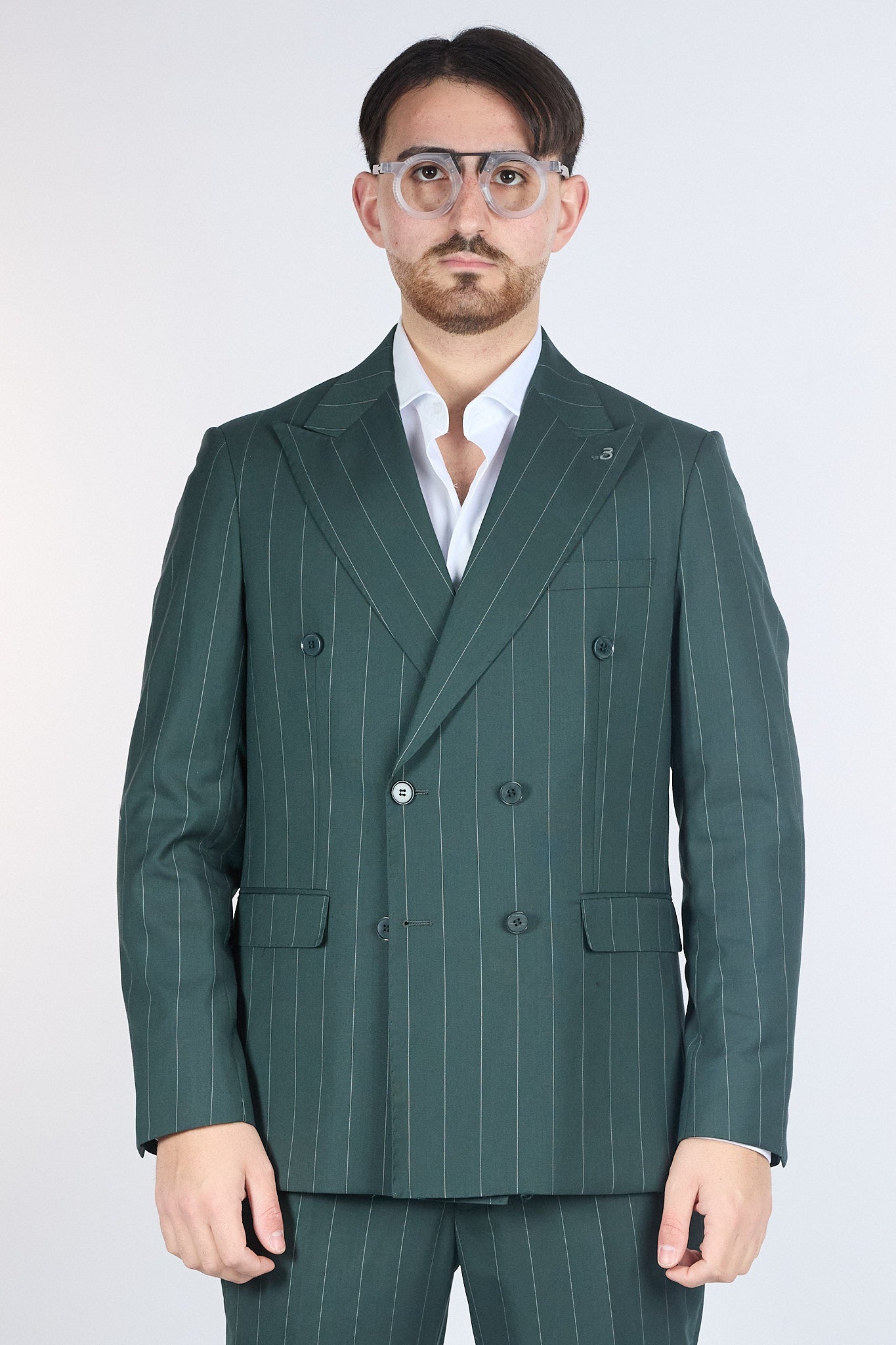 Abito Doppio Petto Gessato | Verde