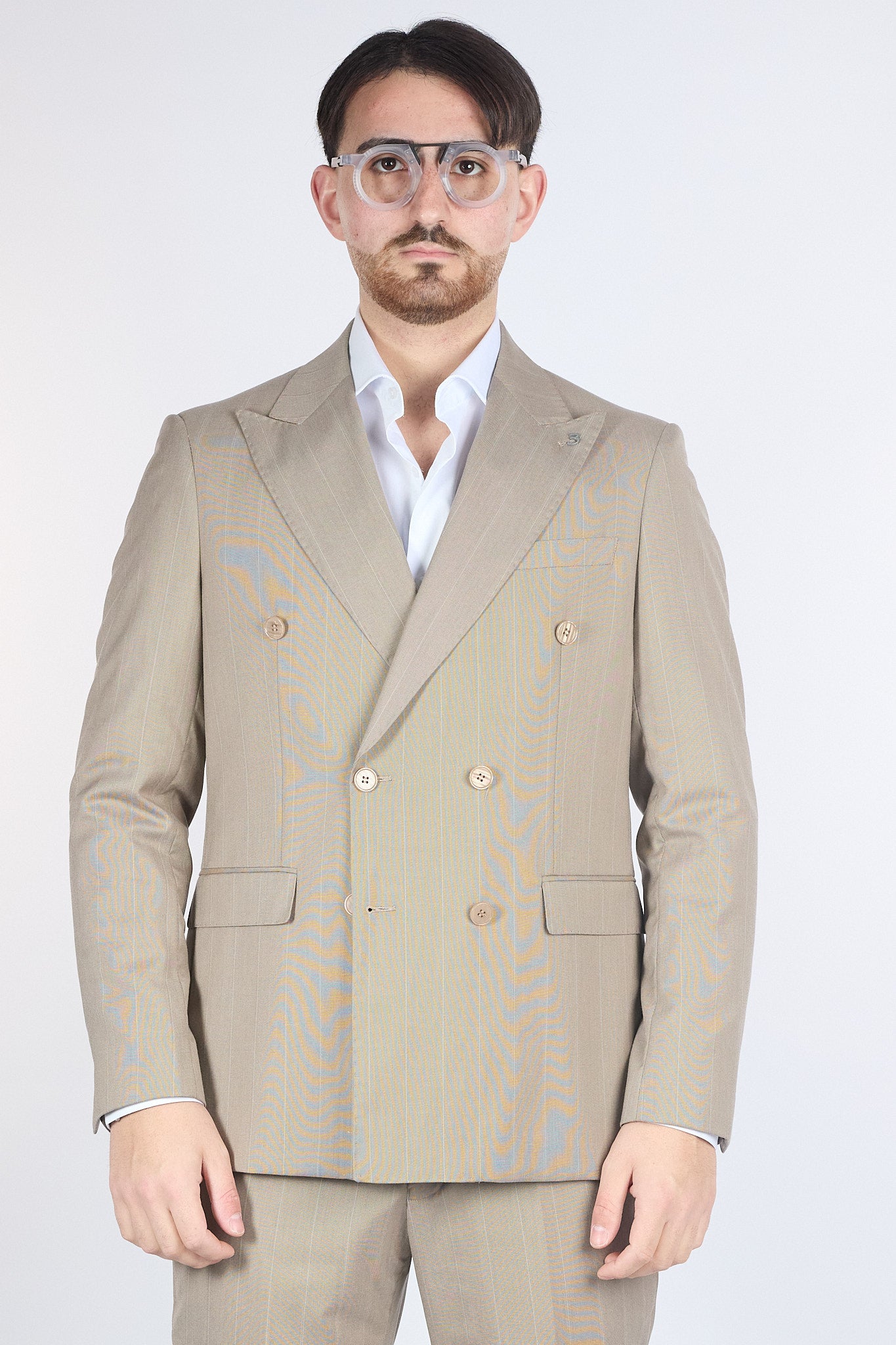 Abito Doppio Petto Gessato | Beige