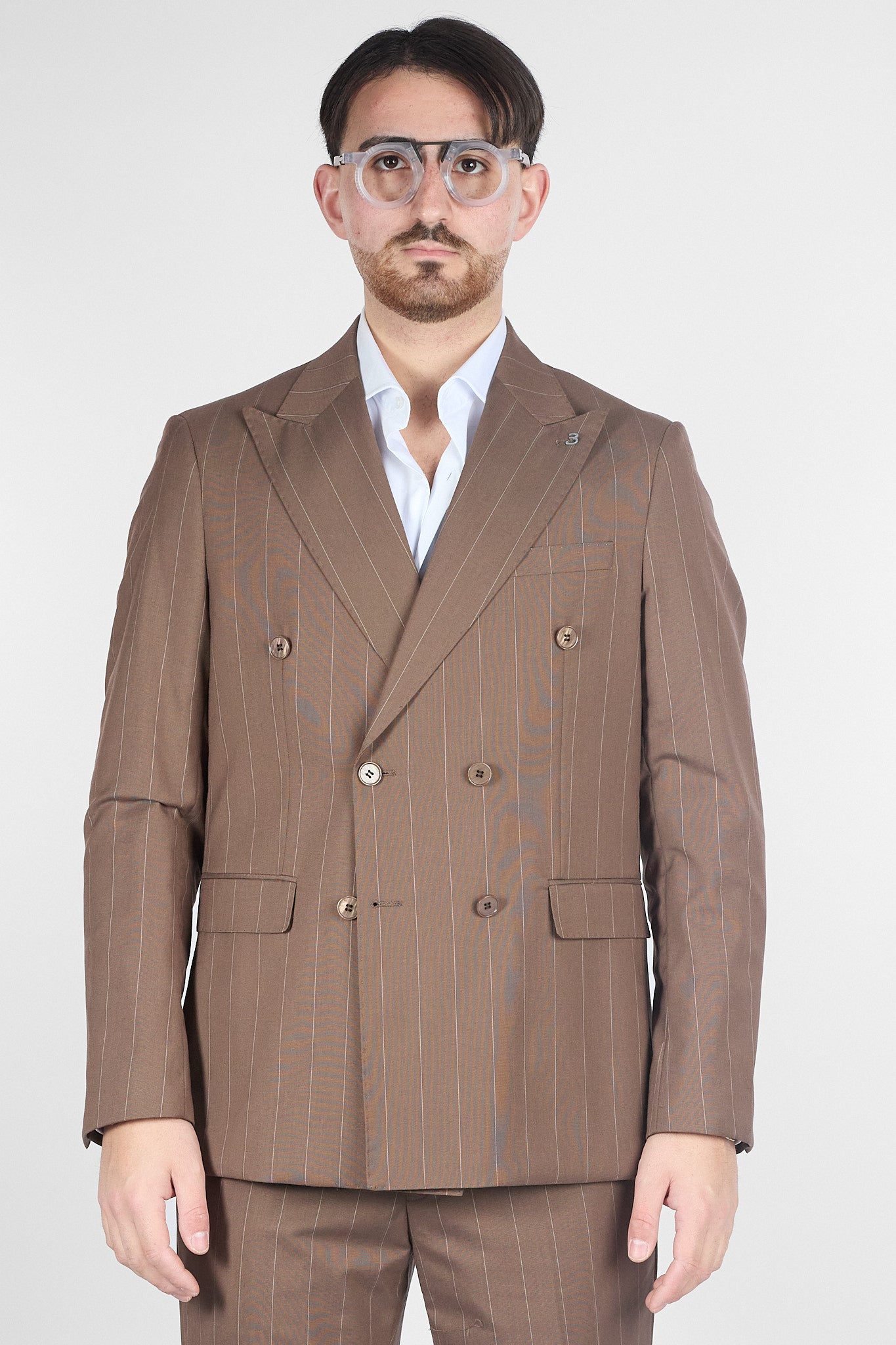 Abito Doppio Petto Gessato | Tabacco