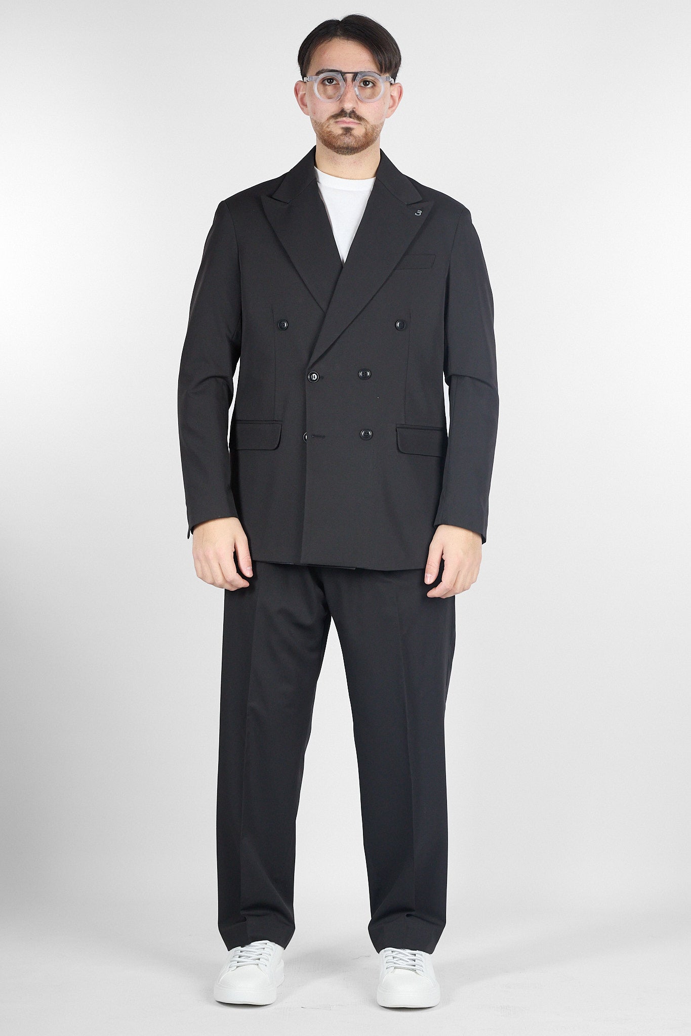 Abito Doppio Petto Oversize - Pantalone Gamba e Fondo Ampi | Nero