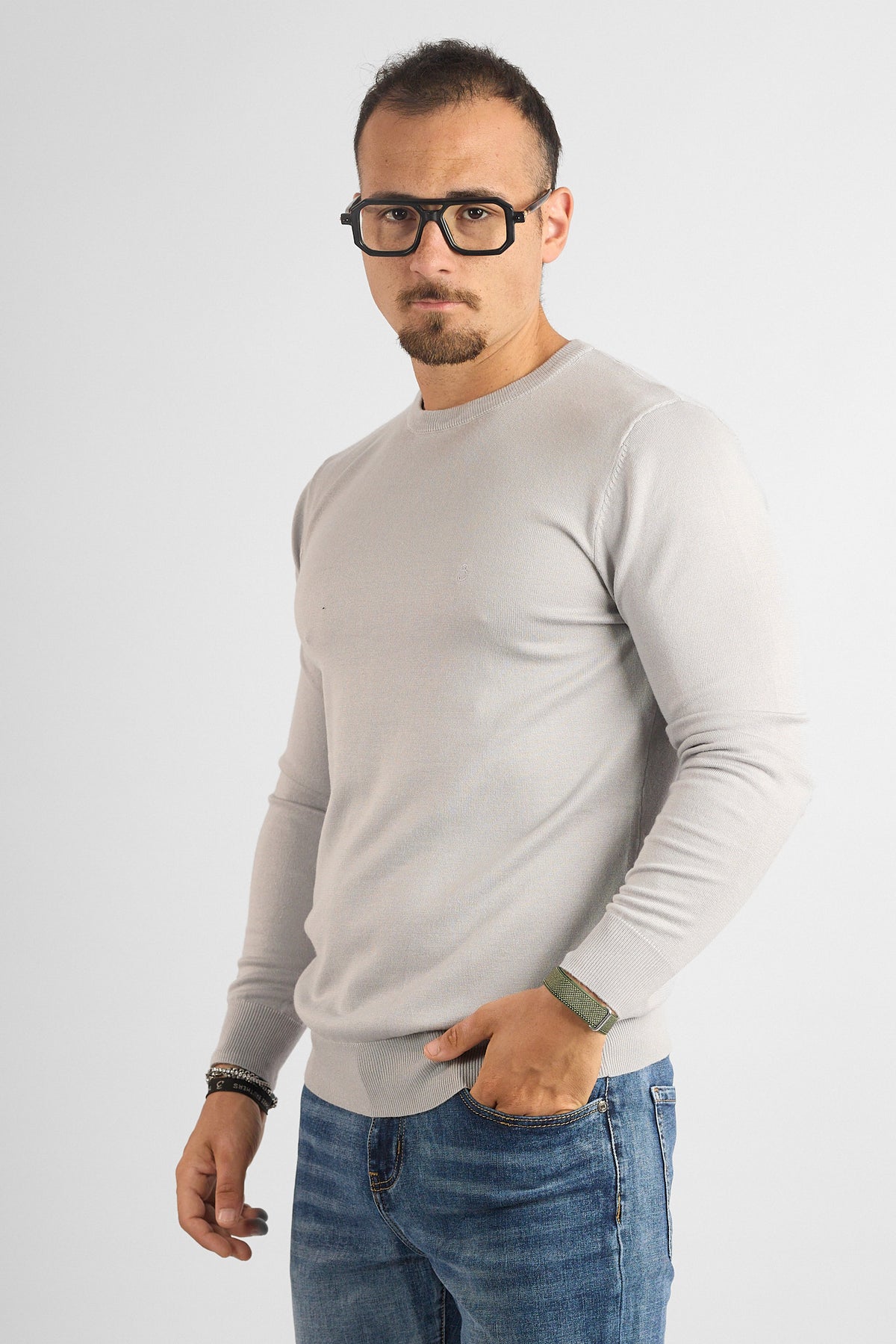Pullover Girocollo Basic 6001 | 2 per €40 | Ghiaccio