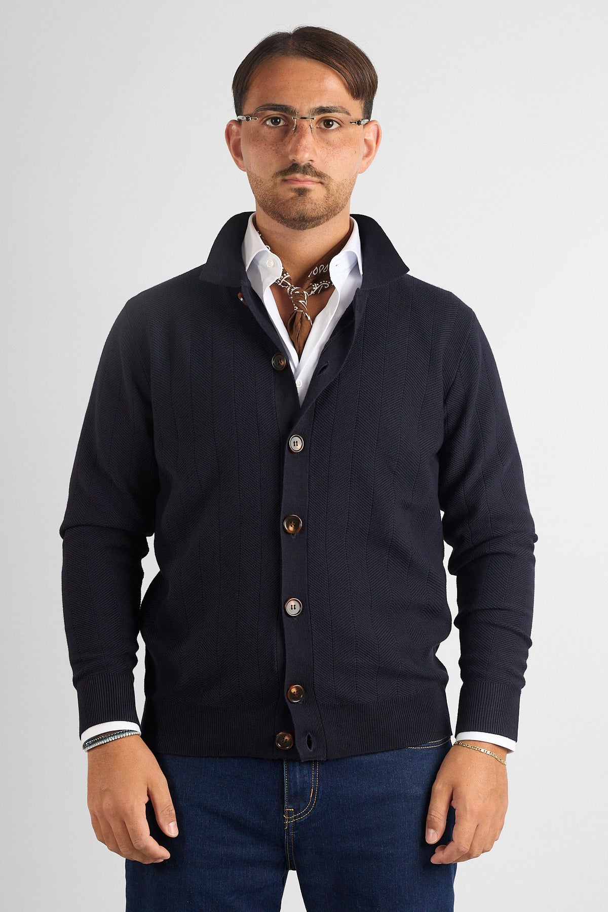 Cardigan con Bottoni e Colletto 1448 | Blu
