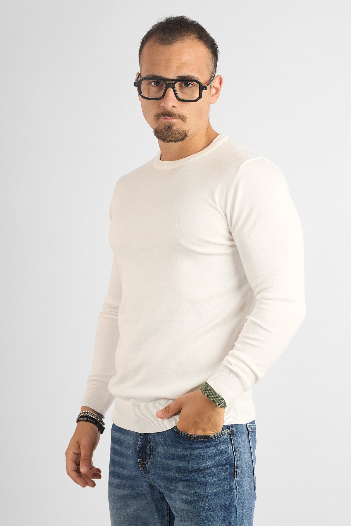 Pullover Girocollo Basic 6001 | 2 per €40 | Panna