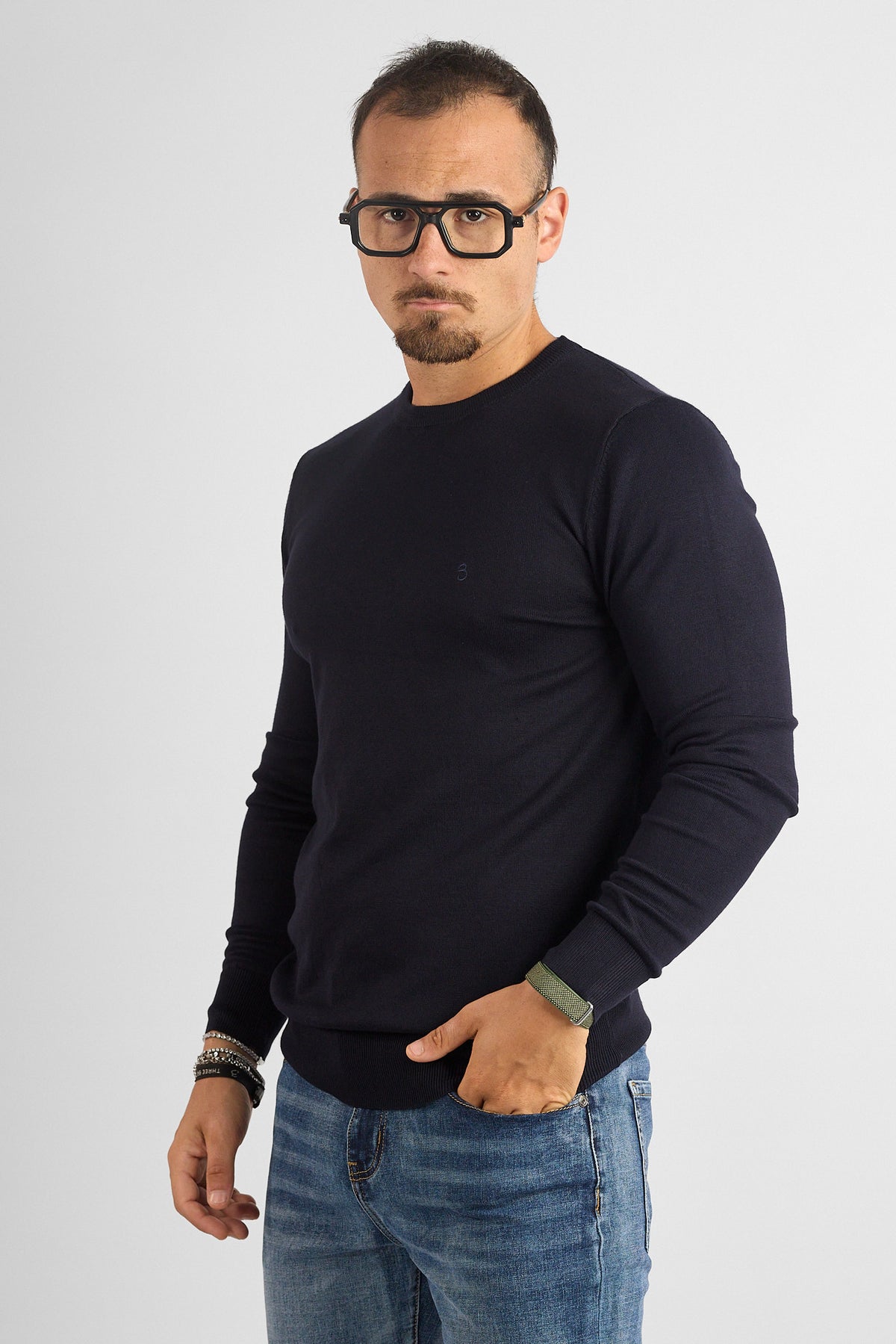Pullover Girocollo Basic 6001 | 2 per €40 | Blu