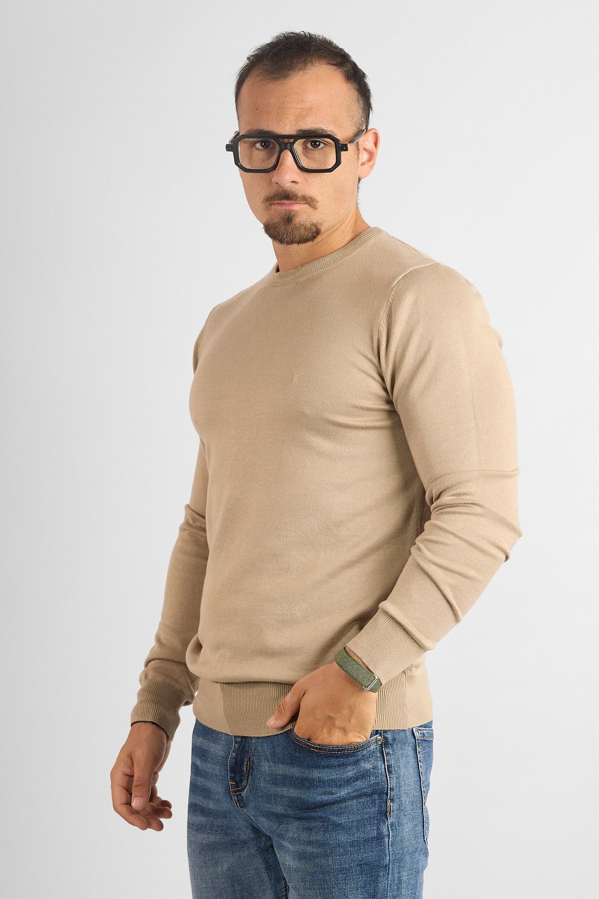 Pullover Girocollo Basic 6001 | 2 per €40 | Beige