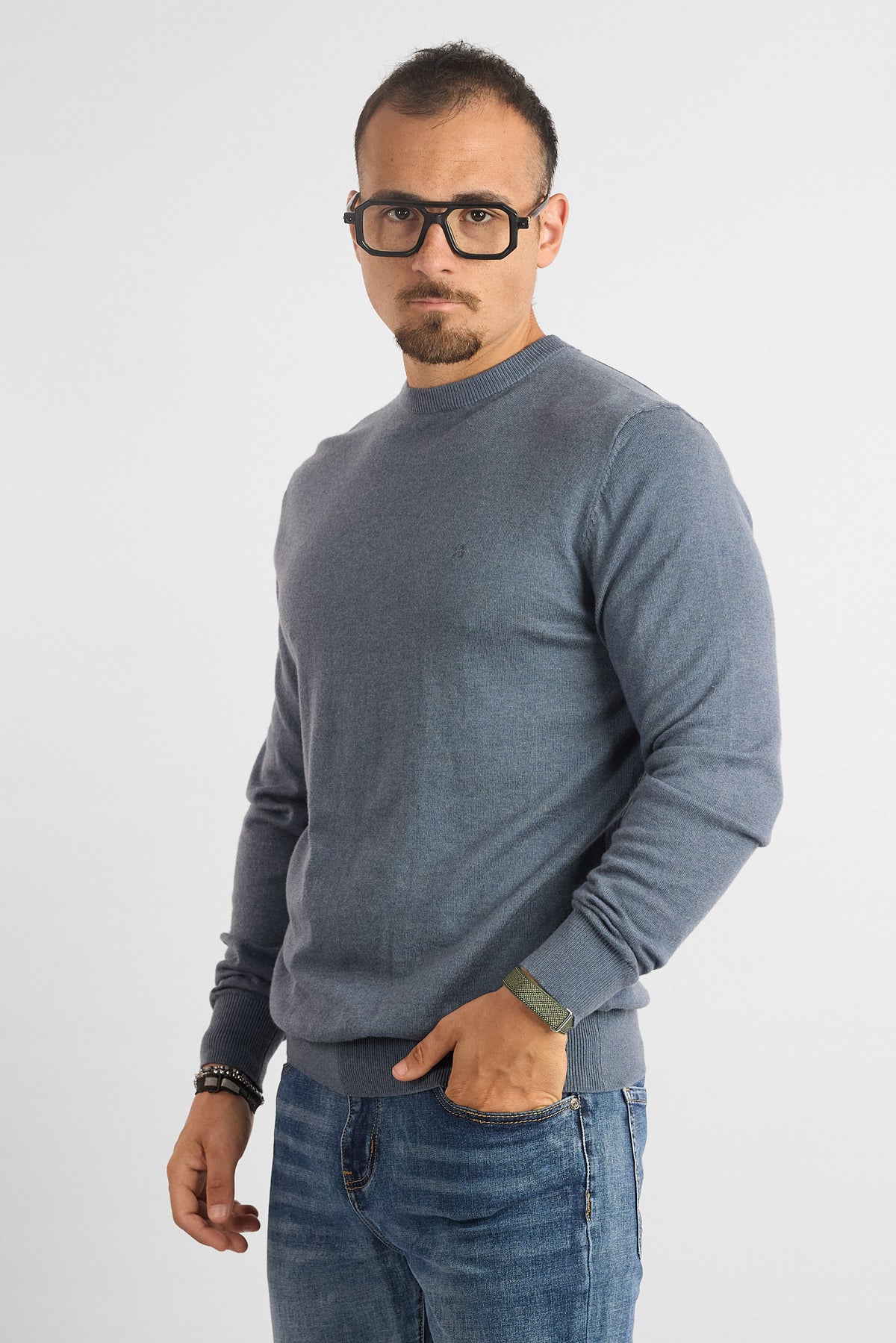 Pullover Girocollo Cashmere Blend 251036 | 2 per €60 | Denim