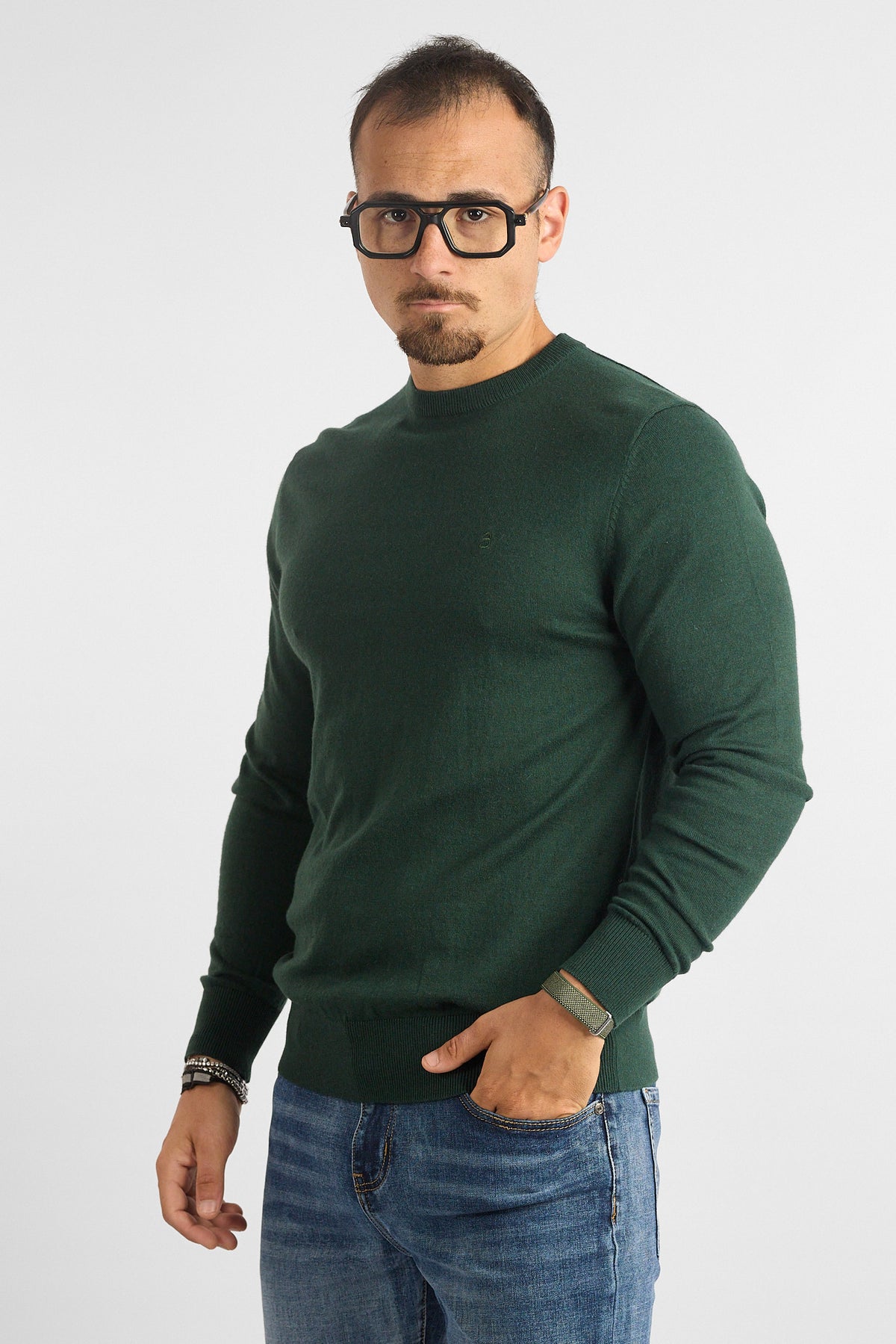 Pullover Girocollo Cashmere Blend 251036 | 2 per €60 | Verde